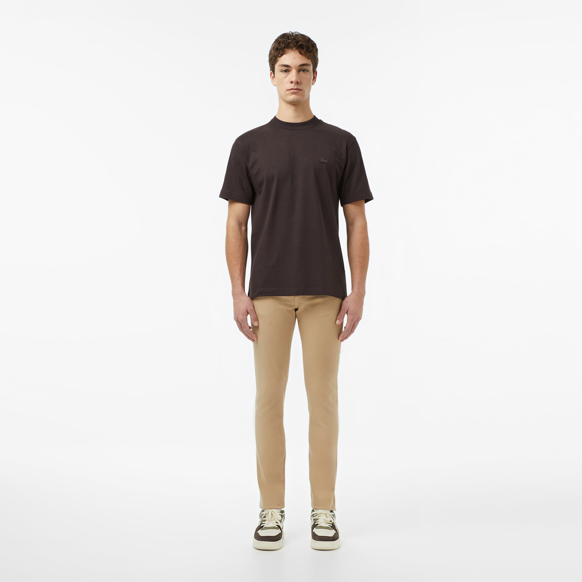 Lacoste Erkek Relaxed Fit Bisiklet Yaka Kahverengi T-Shirt görsel 5