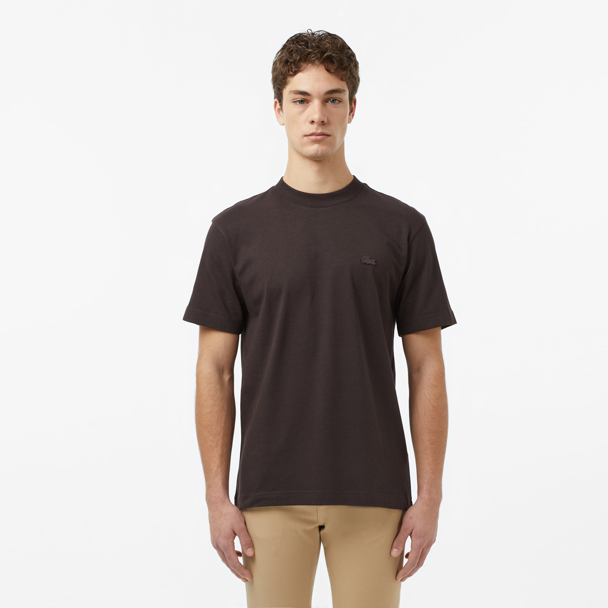 Erkek Relaxed Fit Bisiklet Yaka Kahverengi T-Shirt