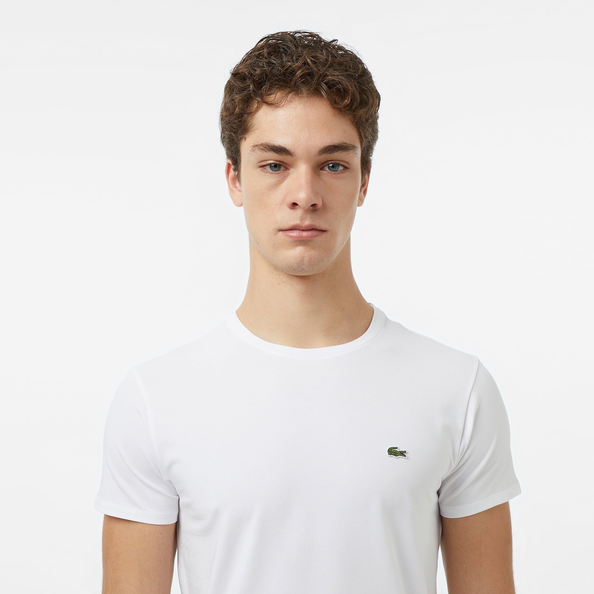 Erkek Slim Fit Bisiklet Yaka Beyaz T-Shirt