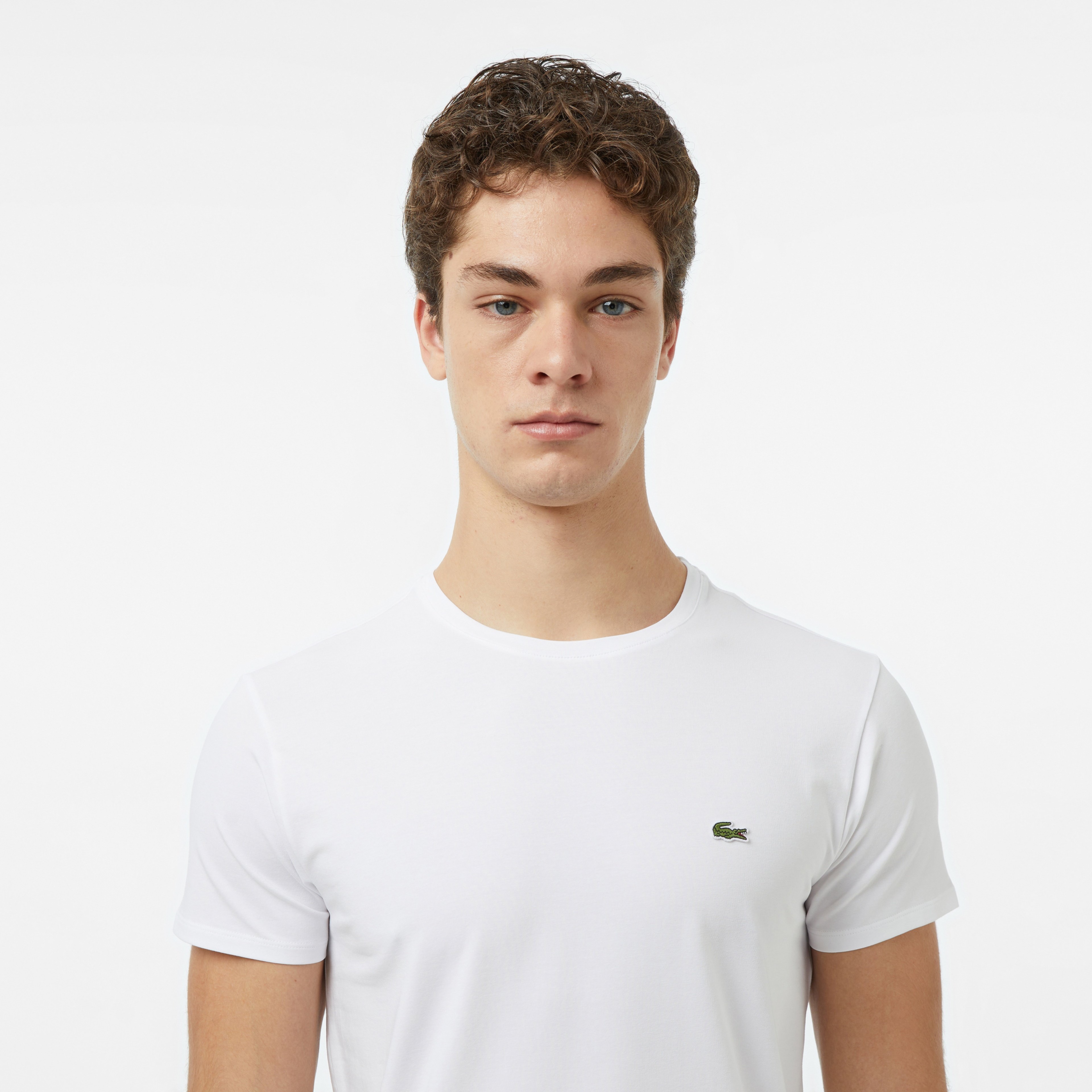 Erkek Slim Fit Bisiklet Yaka Beyaz T-Shirt