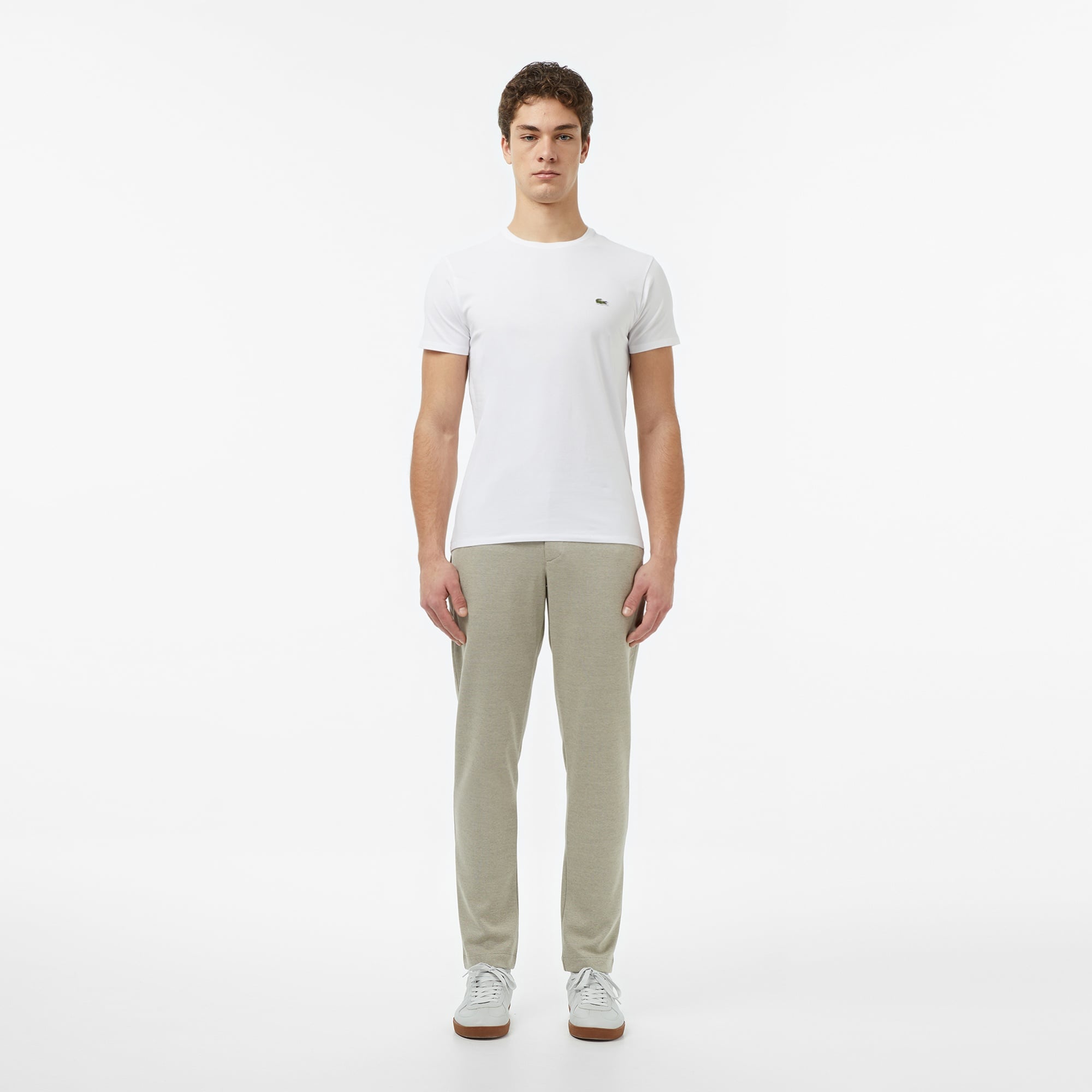 Erkek Slim Fit Bisiklet Yaka Beyaz T-Shirt