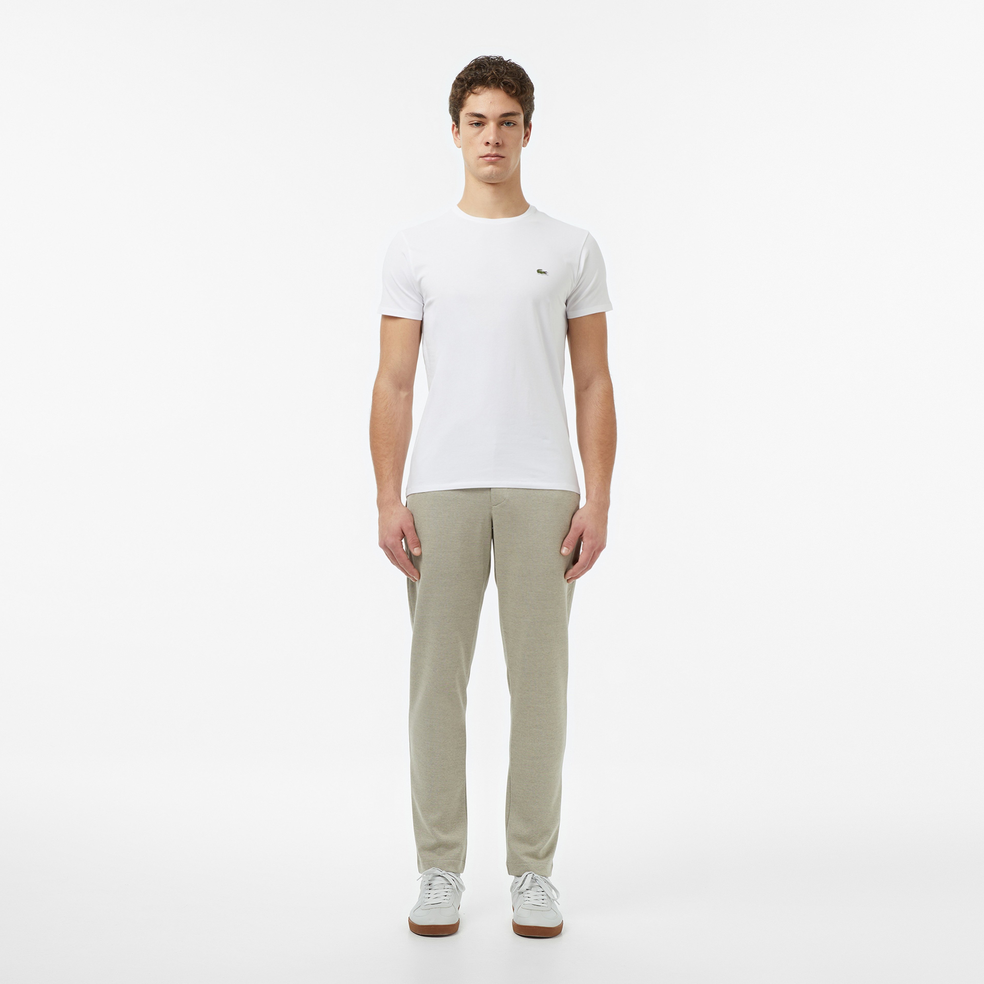 Erkek Slim Fit Bisiklet Yaka Beyaz T-Shirt