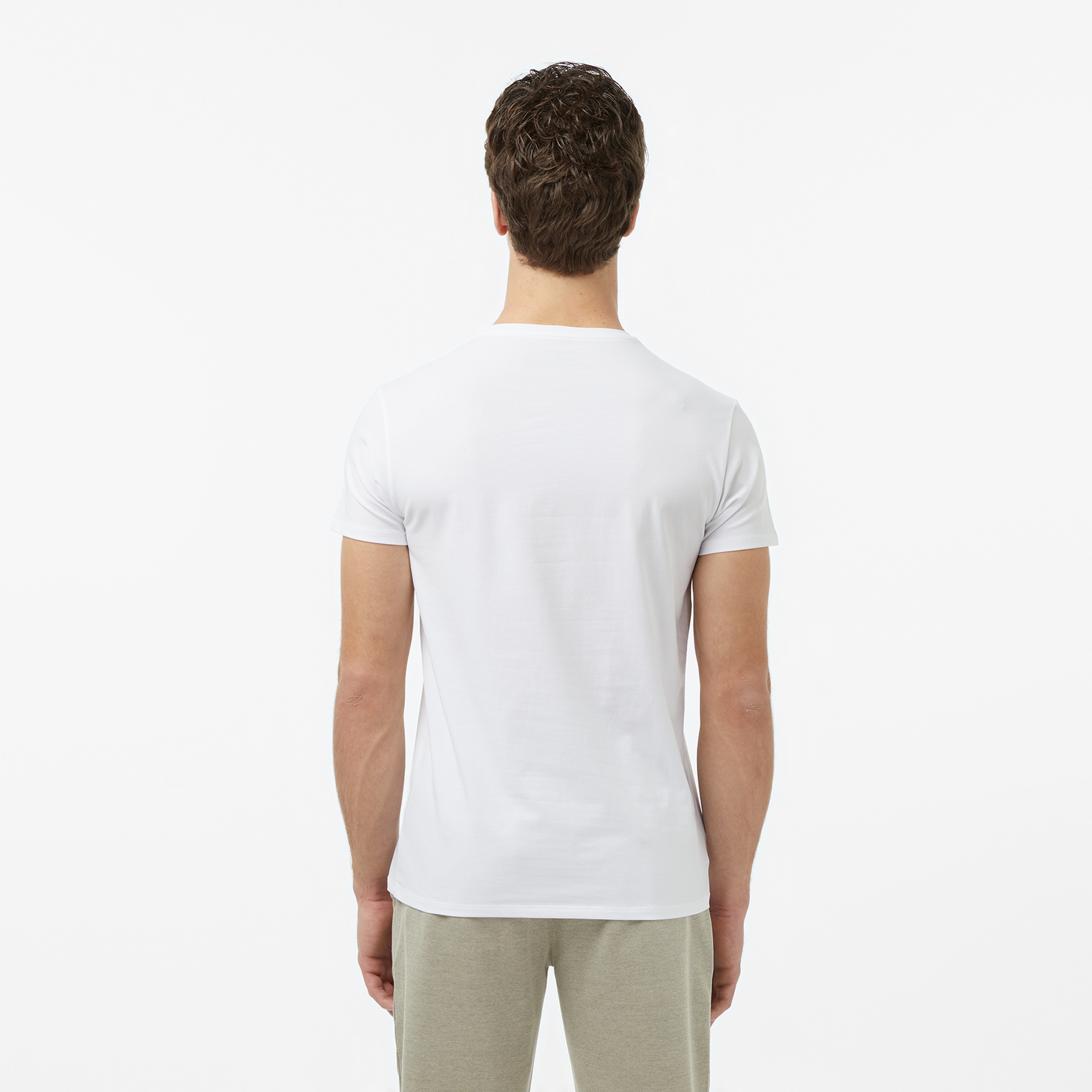 Erkek Slim Fit Bisiklet Yaka Beyaz T-Shirt