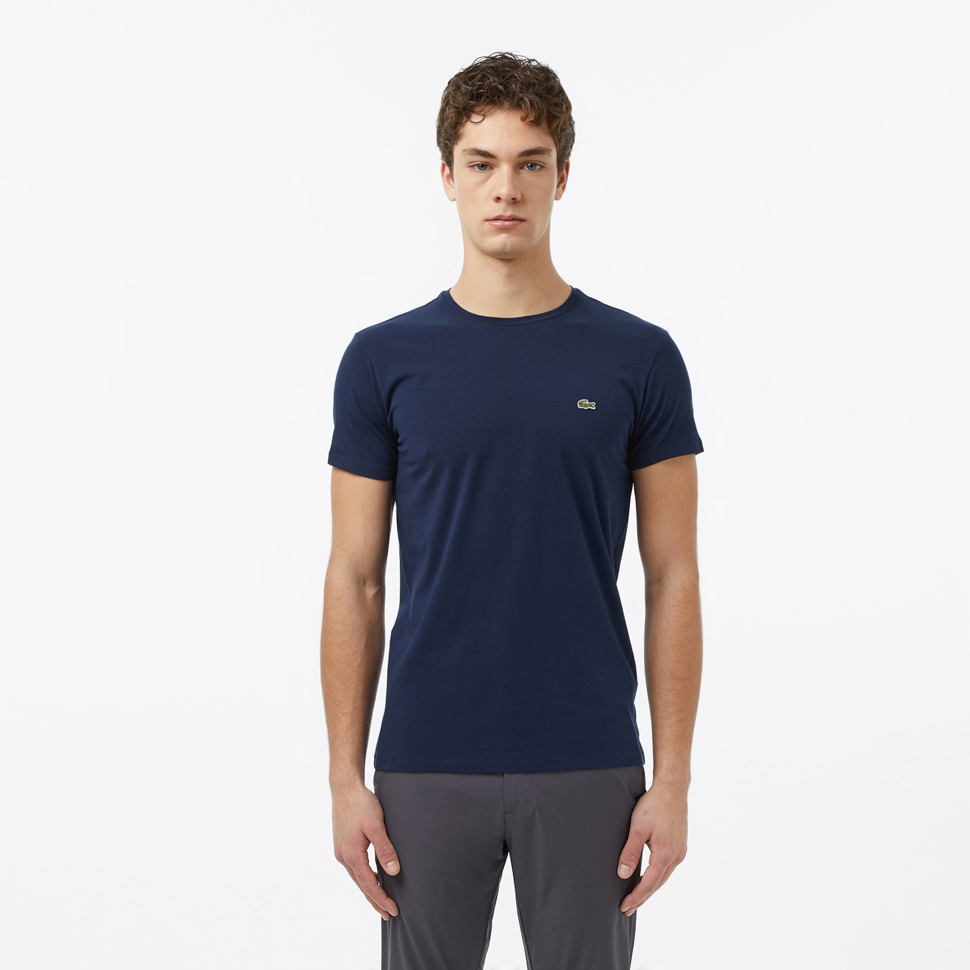 Erkek Slim Fit Bisiklet Yaka Lacivert T-Shirt
