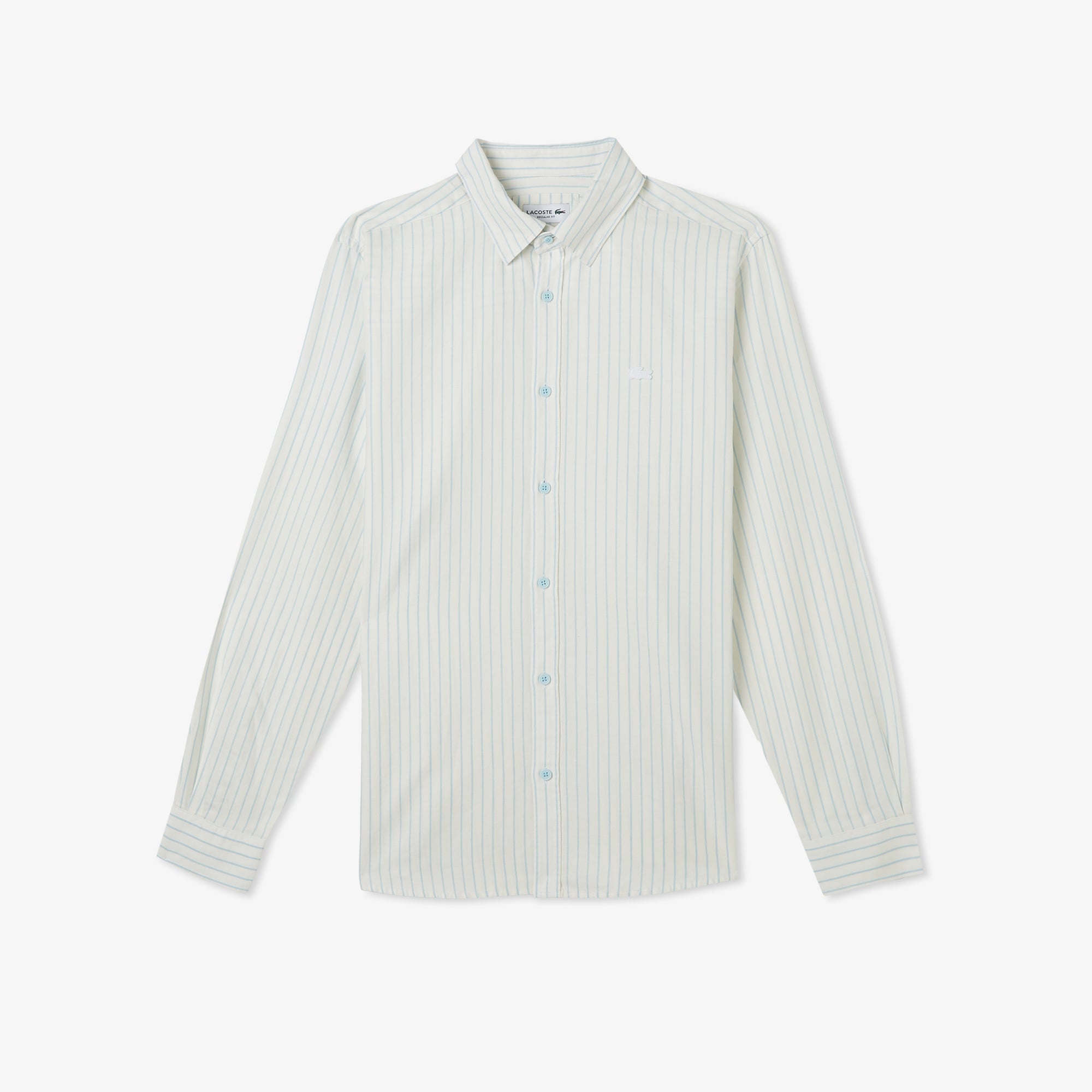 Erkek Reguar Fit Çizgili Beyaz Gömlek