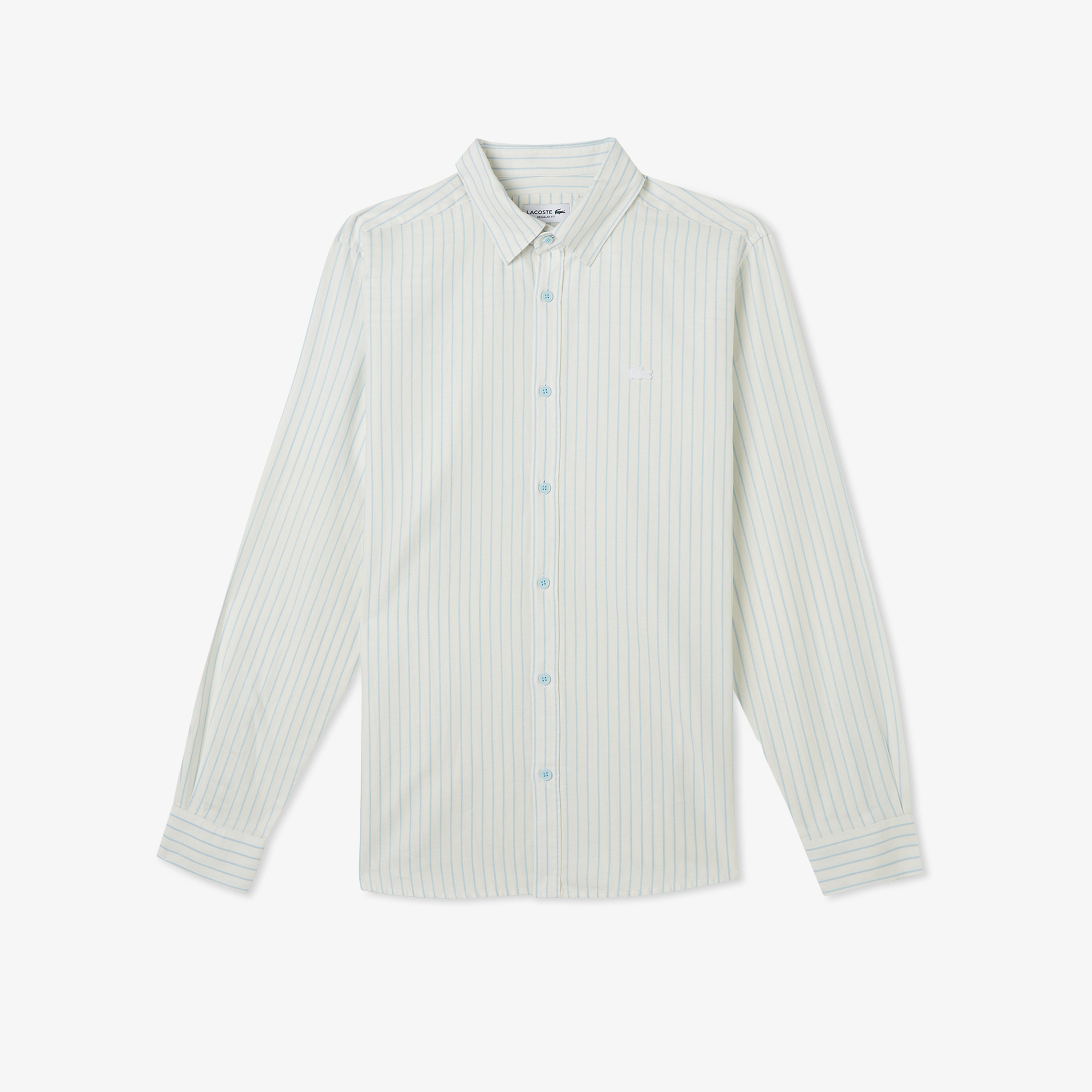 Erkek Reguar Fit Çizgili Beyaz Gömlek