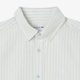 Erkek Reguar Fit Çizgili Beyaz Gömlek Beyaz