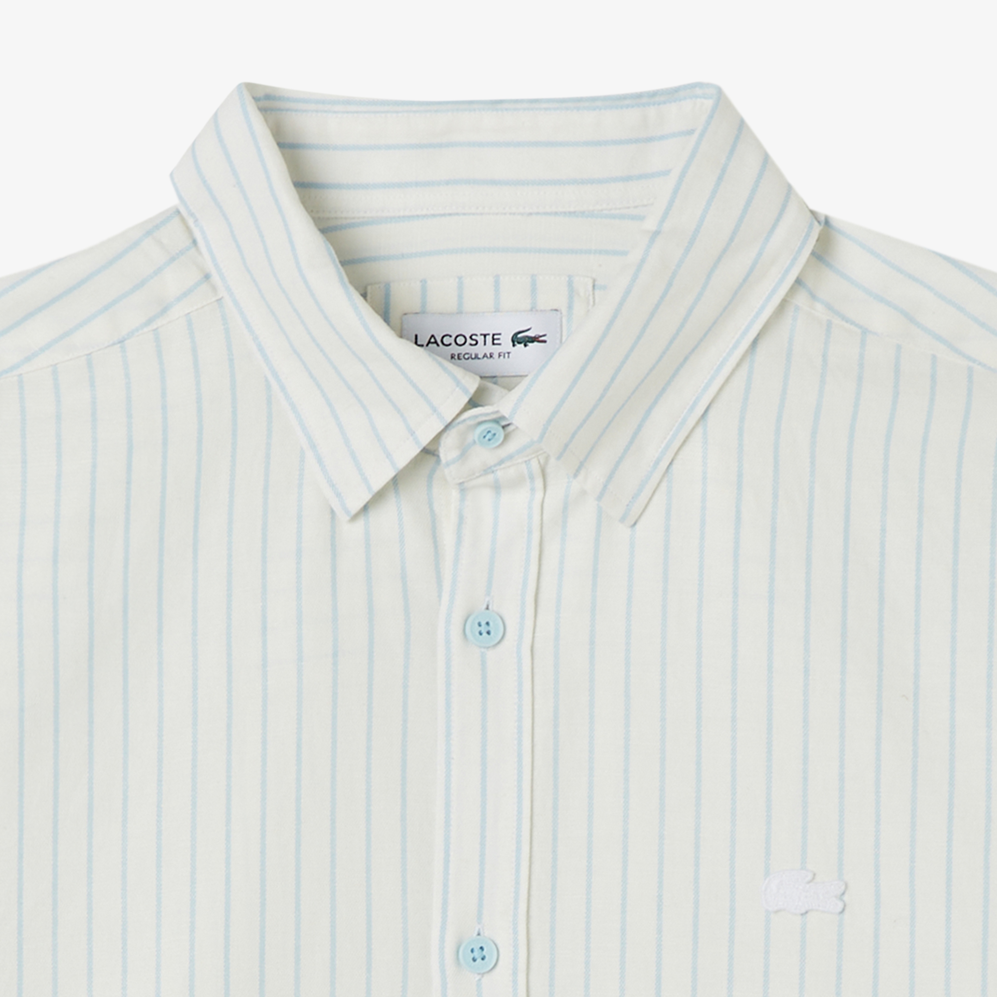Erkek Reguar Fit Çizgili Beyaz Gömlek