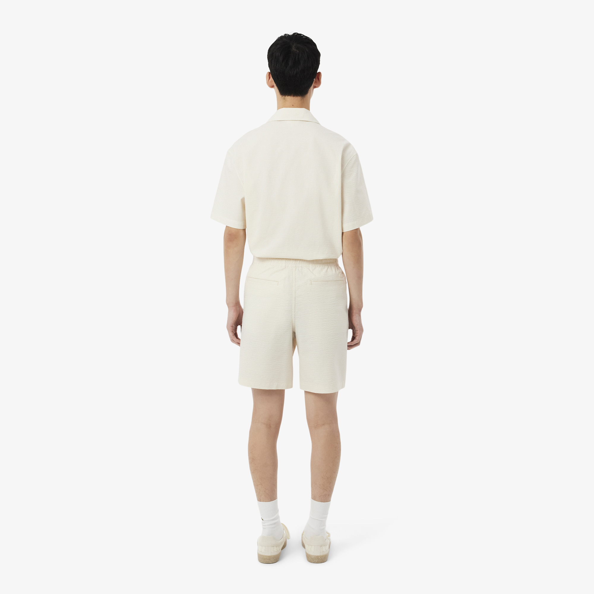 Lacoste Erkek Relaxed Fit Çizgili Beyaz Şort görsel 2