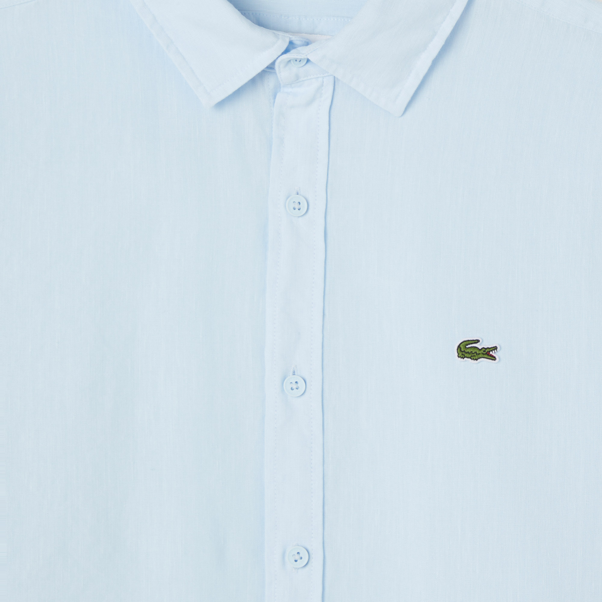 Lacoste Erkek Regular Fit Keten Açık Mavi Gömlek görsel 4