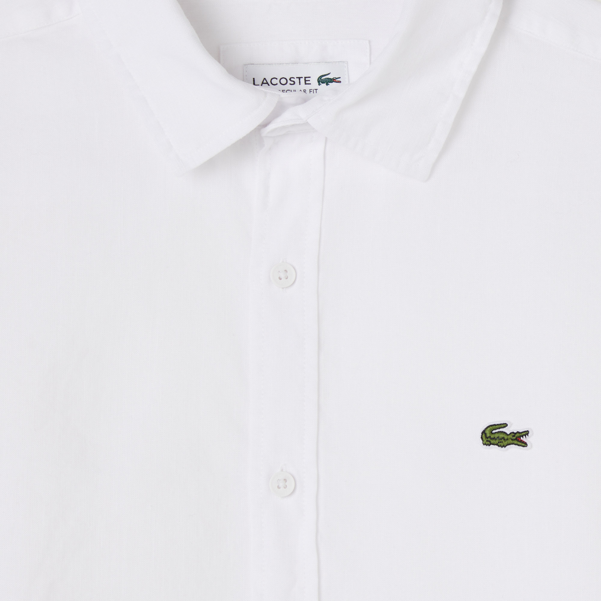 Lacoste Erkek Regular Fit Keten Beyaz Gömlek görsel 4
