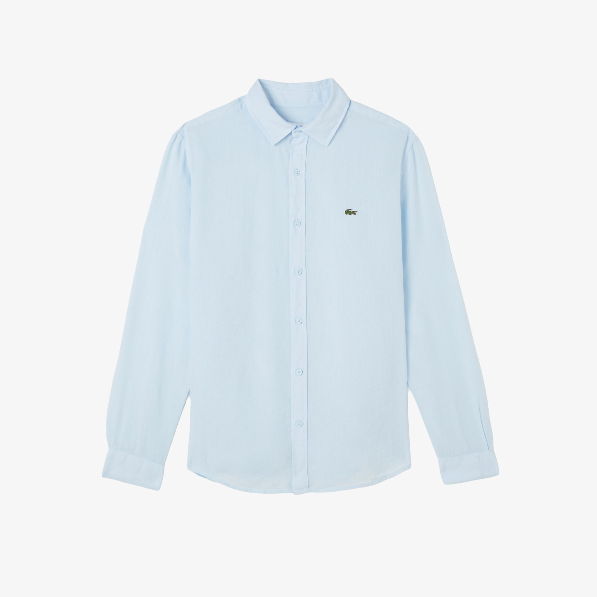 Lacoste Erkek Regular Fit Keten Açık Mavi Gömlek görsel 3