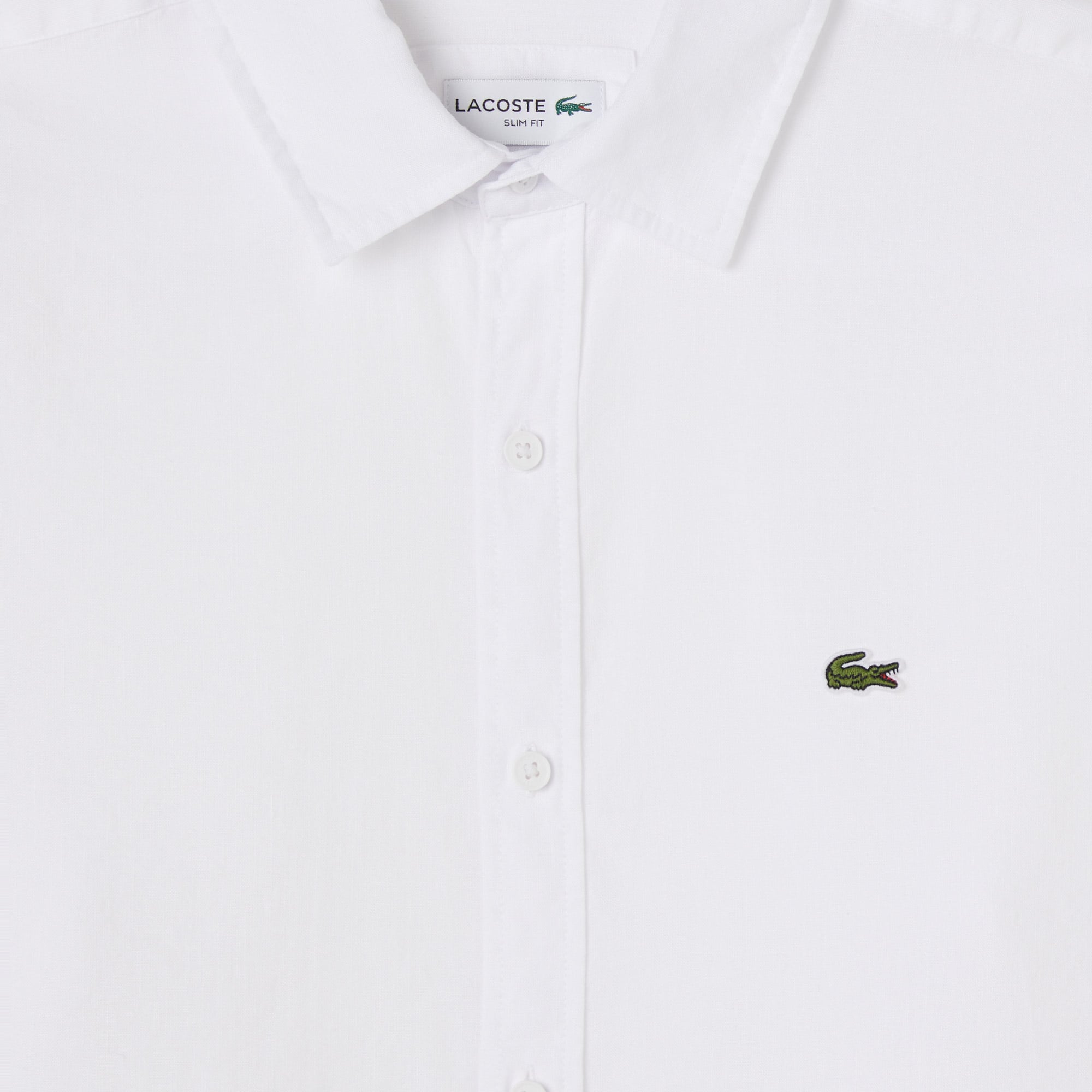 Lacoste Erkek Slim Fit Keten Beyaz Gömlek görsel 4