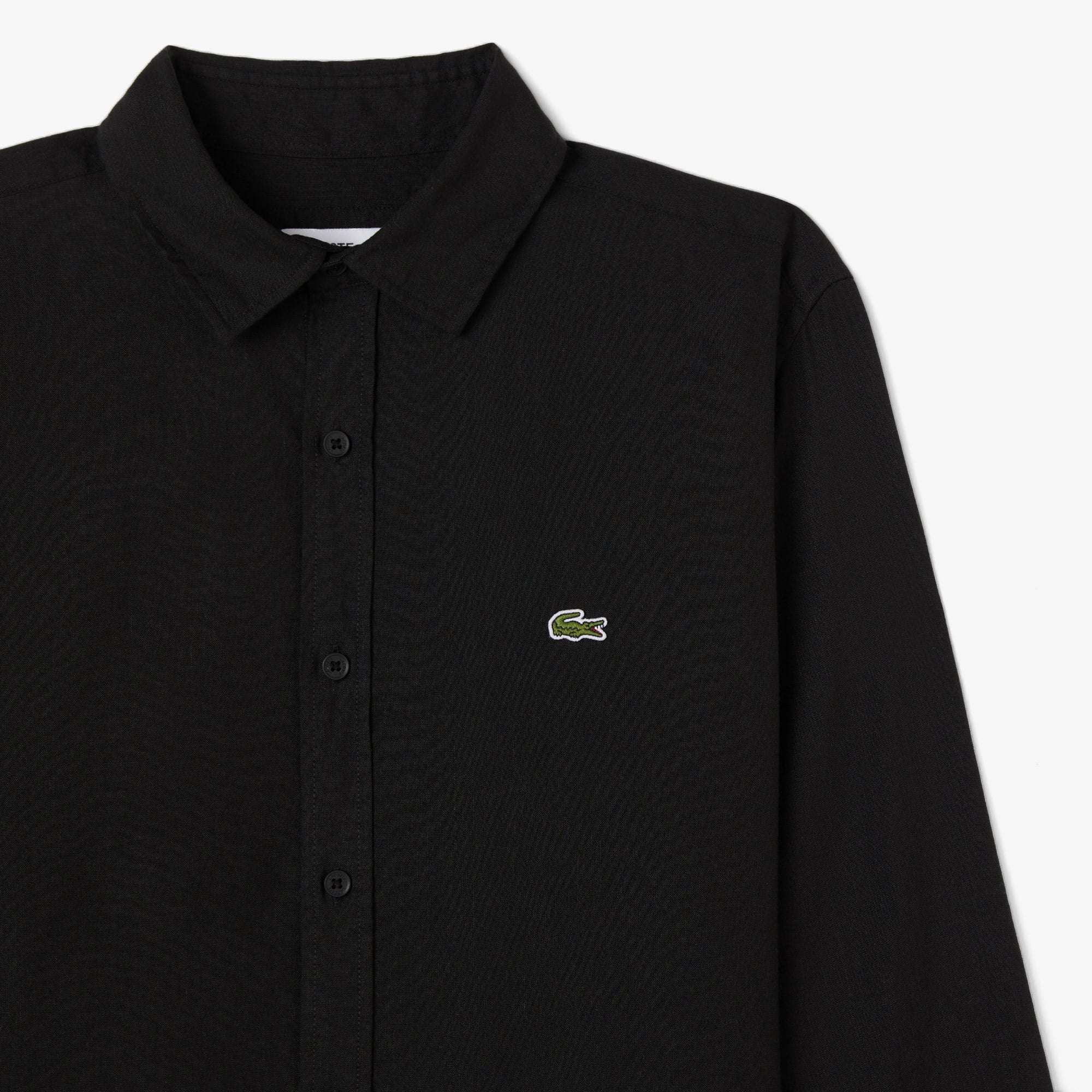 Lacoste Erkek Regular Fit Keten Siyah Gömlek görsel 4