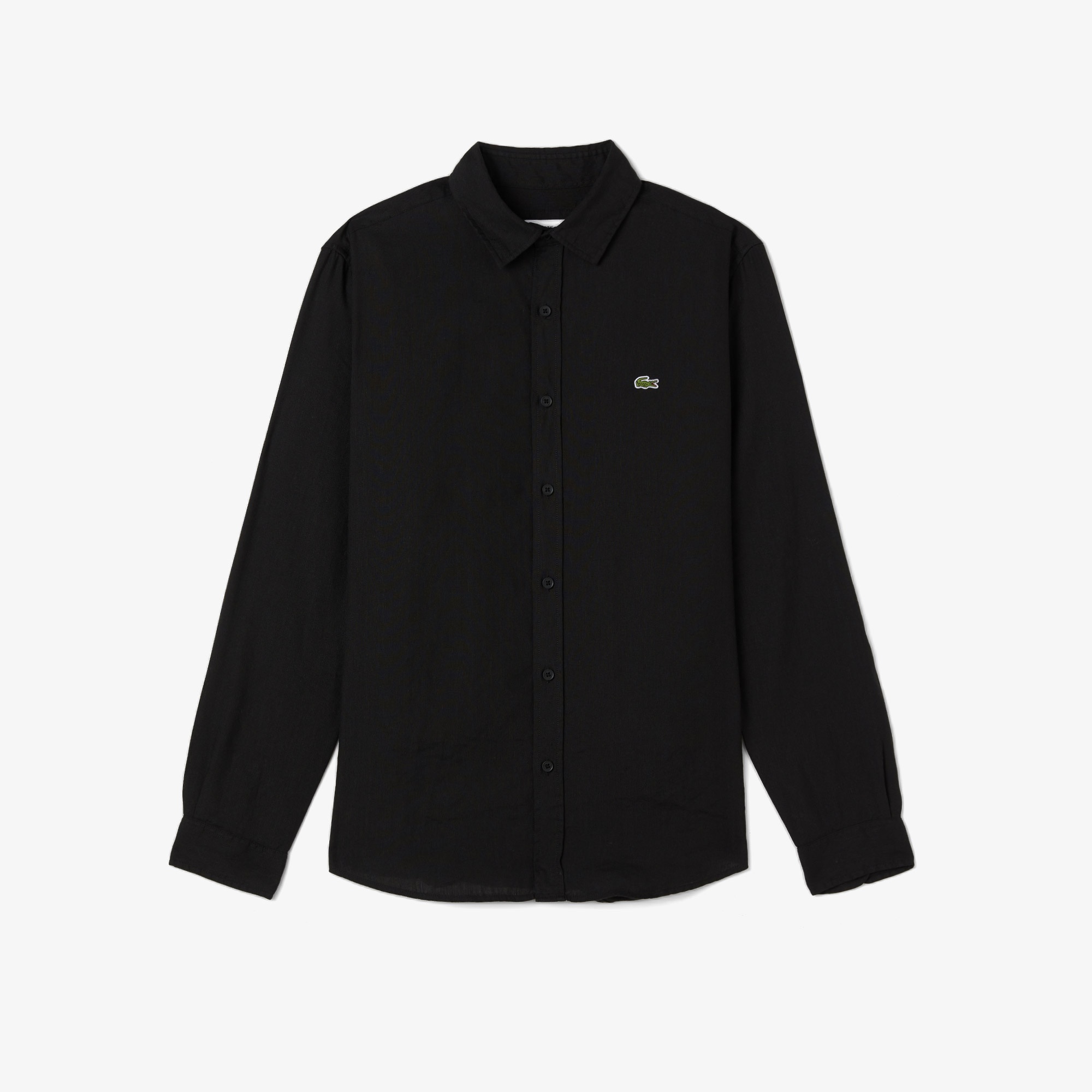 Erkek Regular Fit Keten Siyah Gömlek