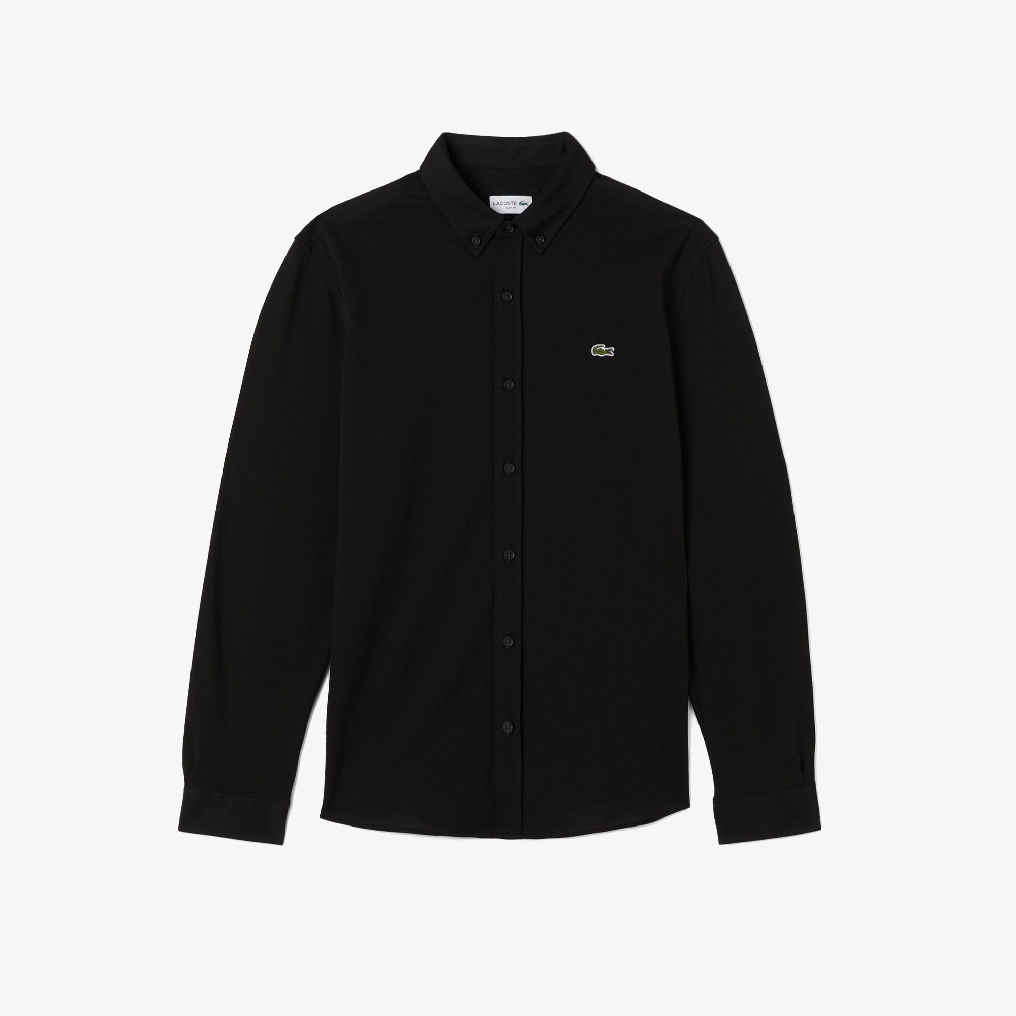 Lacoste Erkek Slim Fit Düğmeli Yaka Siyah Gömlek görsel 3
