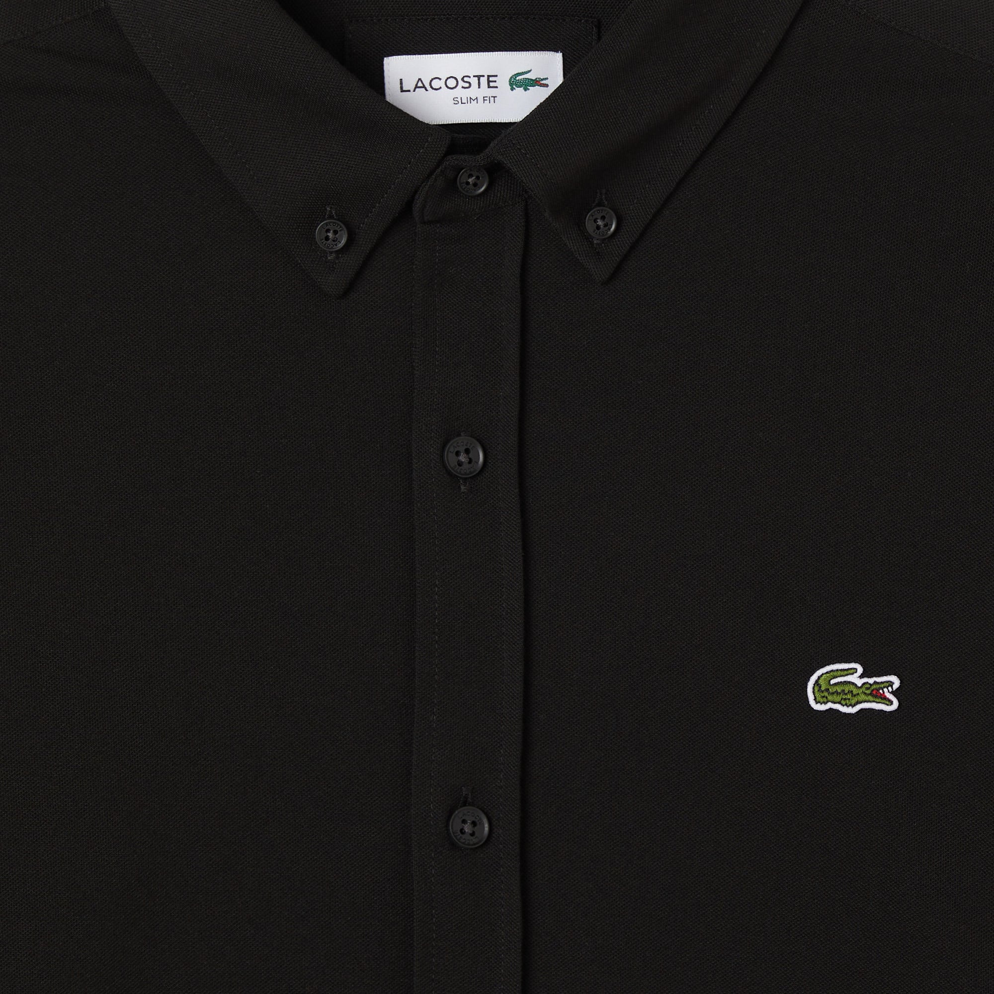 Lacoste Erkek Slim Fit Düğmeli Yaka Siyah Gömlek görsel 4