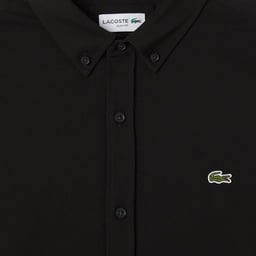 Erkek Slim Fit Düğmeli Yaka Siyah Gömlek Siyah