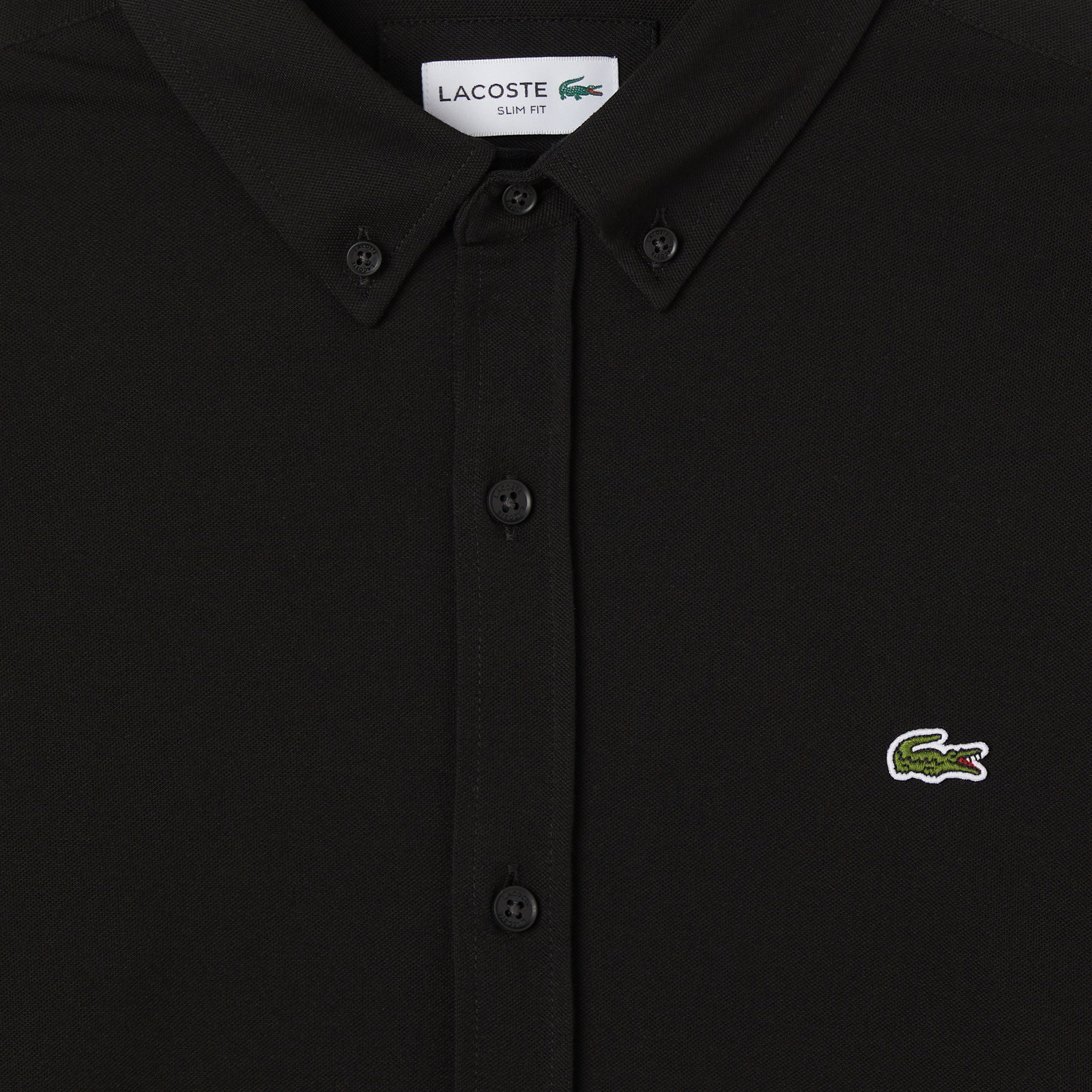 Erkek Slim Fit Düğmeli Yaka Siyah Gömlek