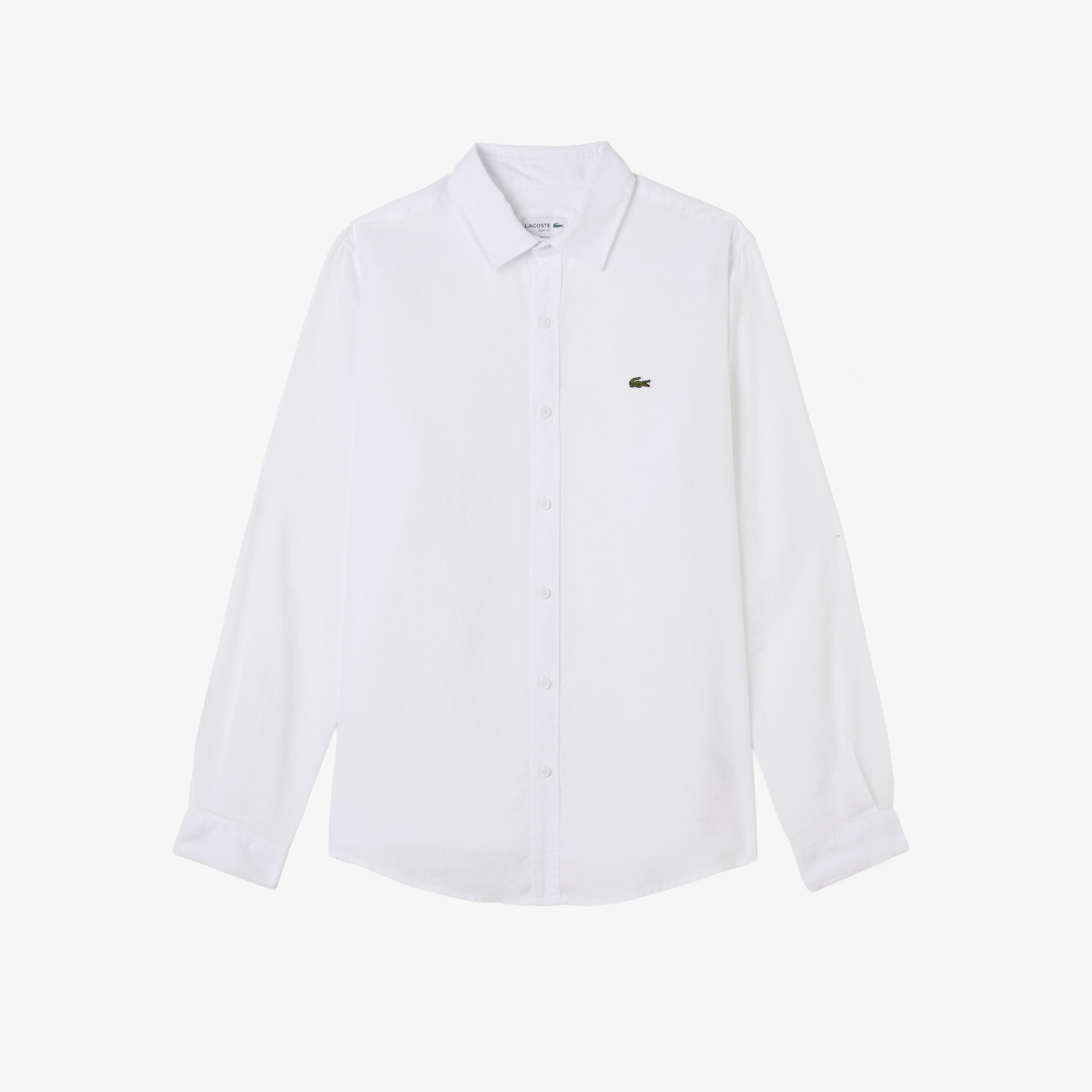 Erkek Slim Fit Keten Beyaz Gömlek