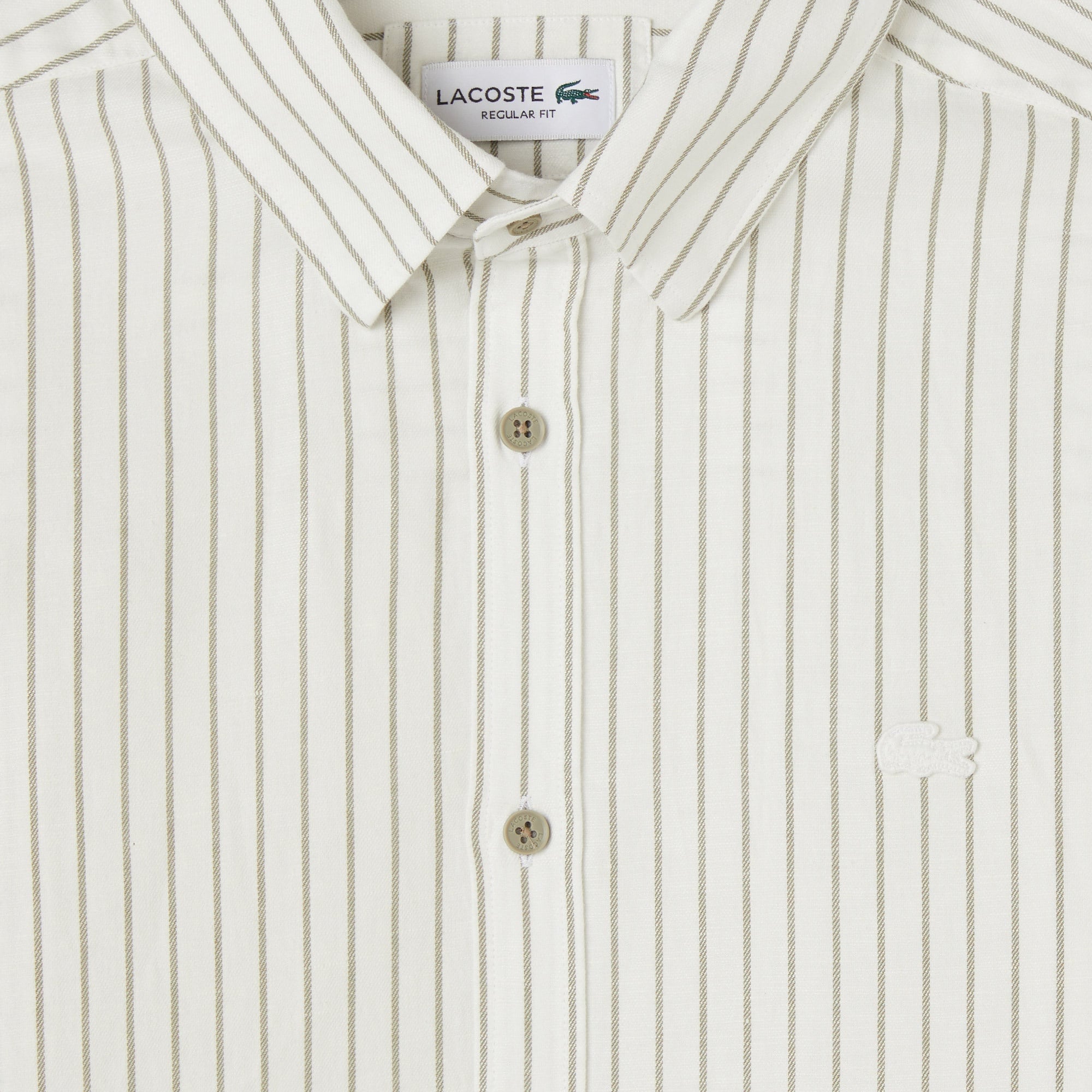 Erkek Reguar Fit Düğmeli Yaka Krem Gömlek