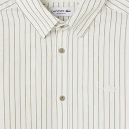 Erkek Reguar Fit Düğmeli Yaka Krem Gömlek Krem