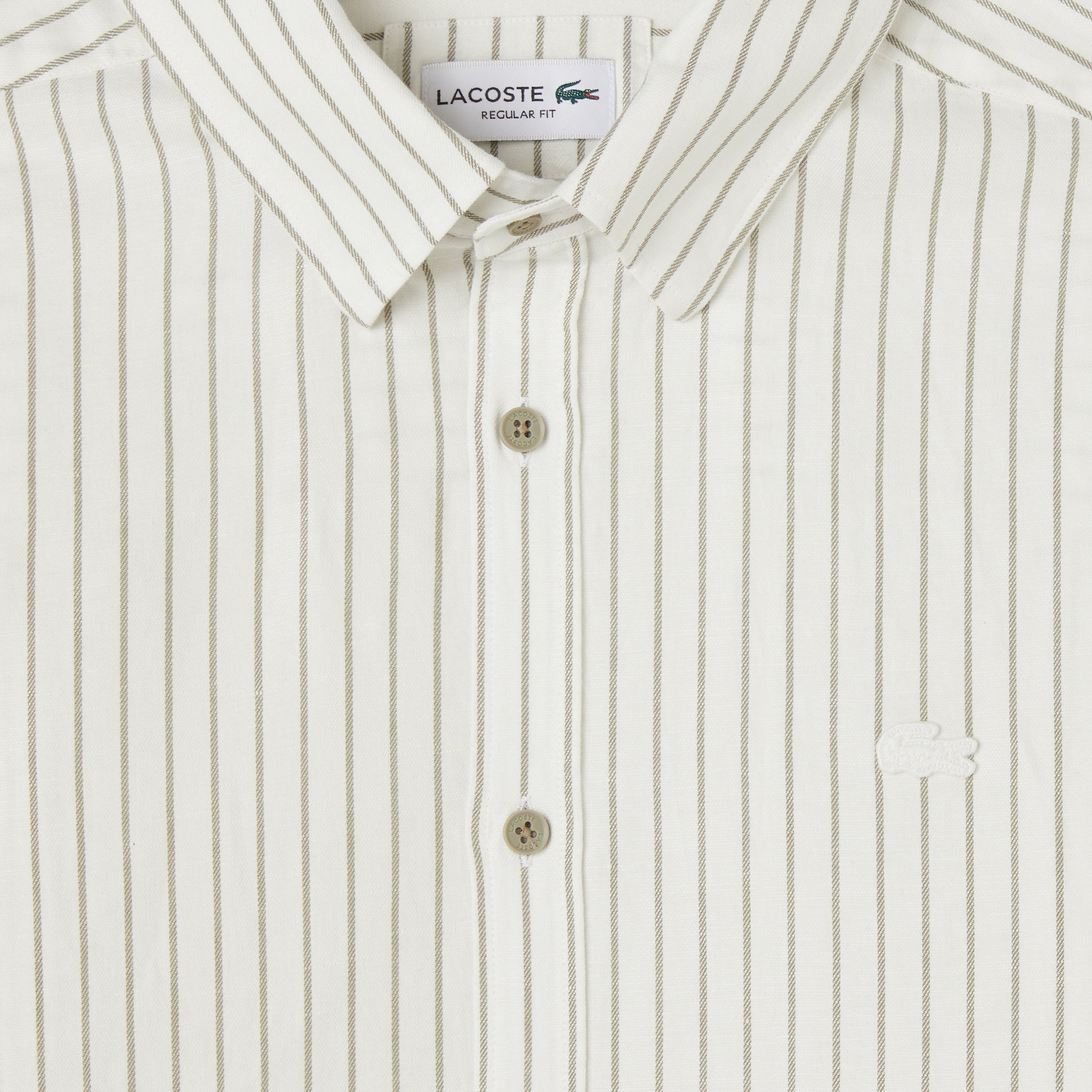 Erkek Reguar Fit Düğmeli Yaka Krem Gömlek