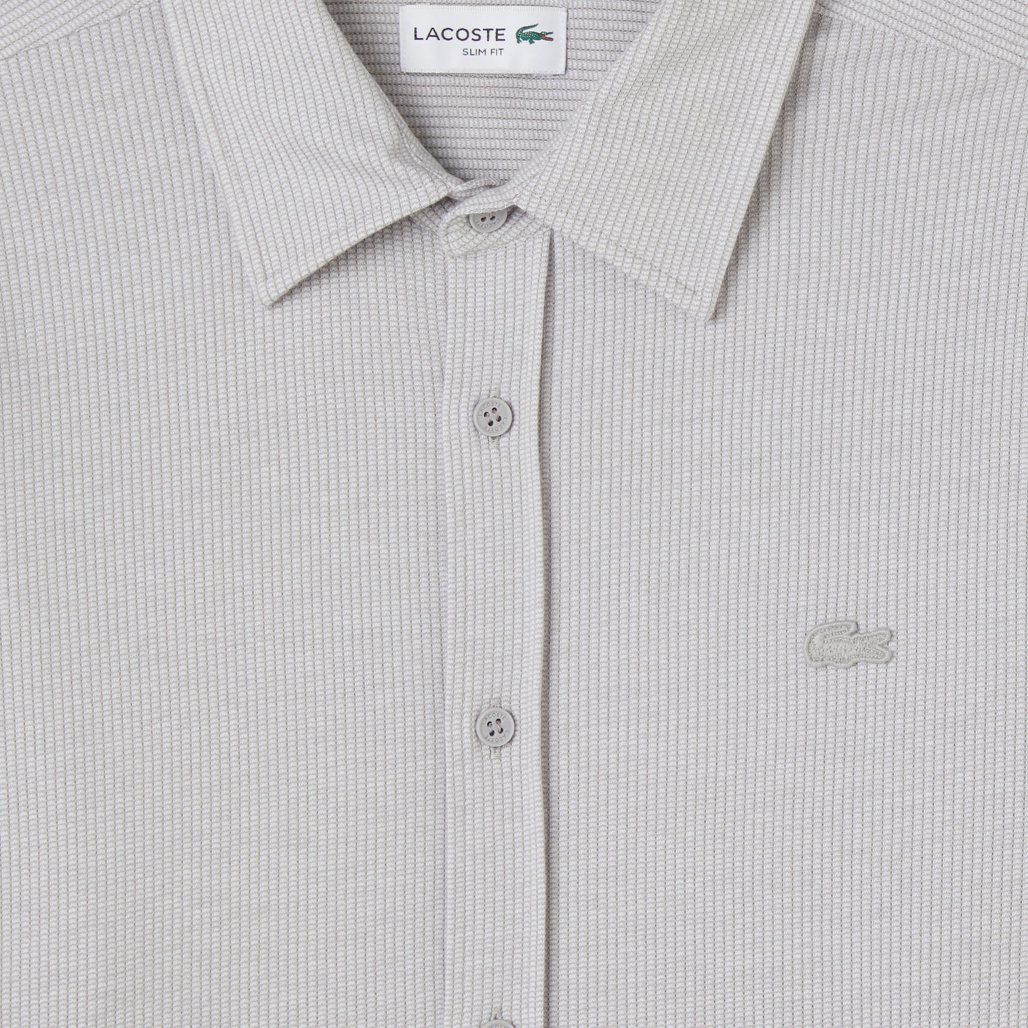 Lacoste Erkek Slim Fit Düğmeli Yaka Gri Gömlek görsel 4