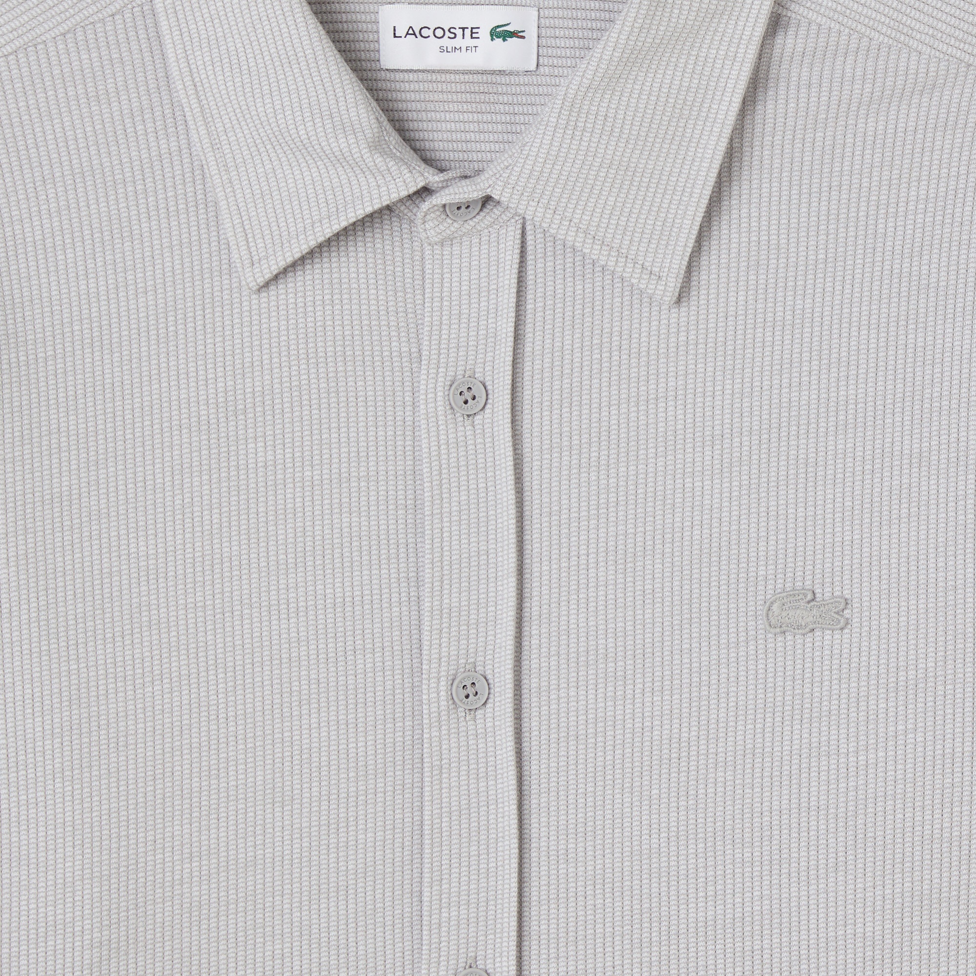 Erkek Slim Fit Düğmeli Yaka Gri Gömlek