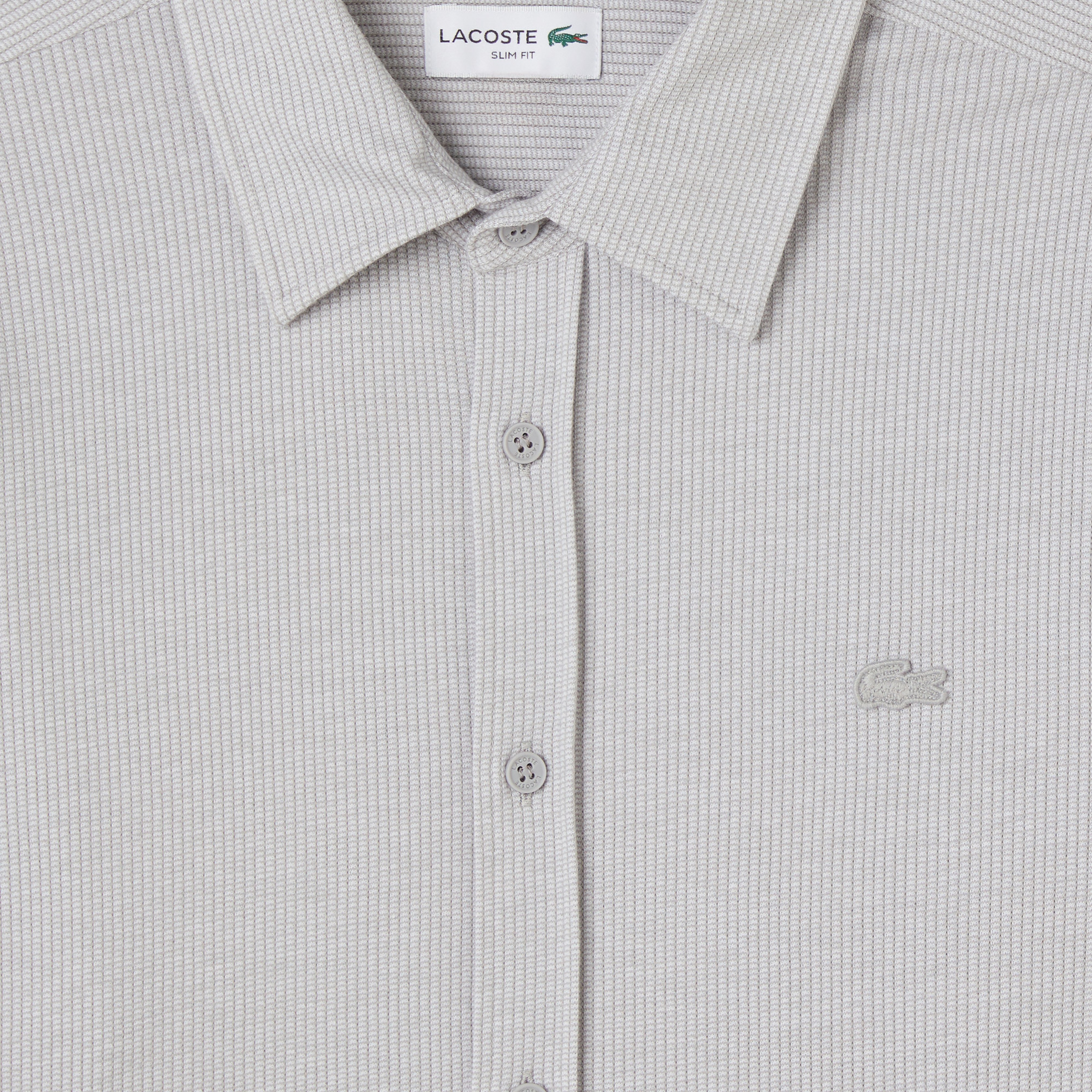 Erkek Slim Fit Düğmeli Yaka Gri Gömlek