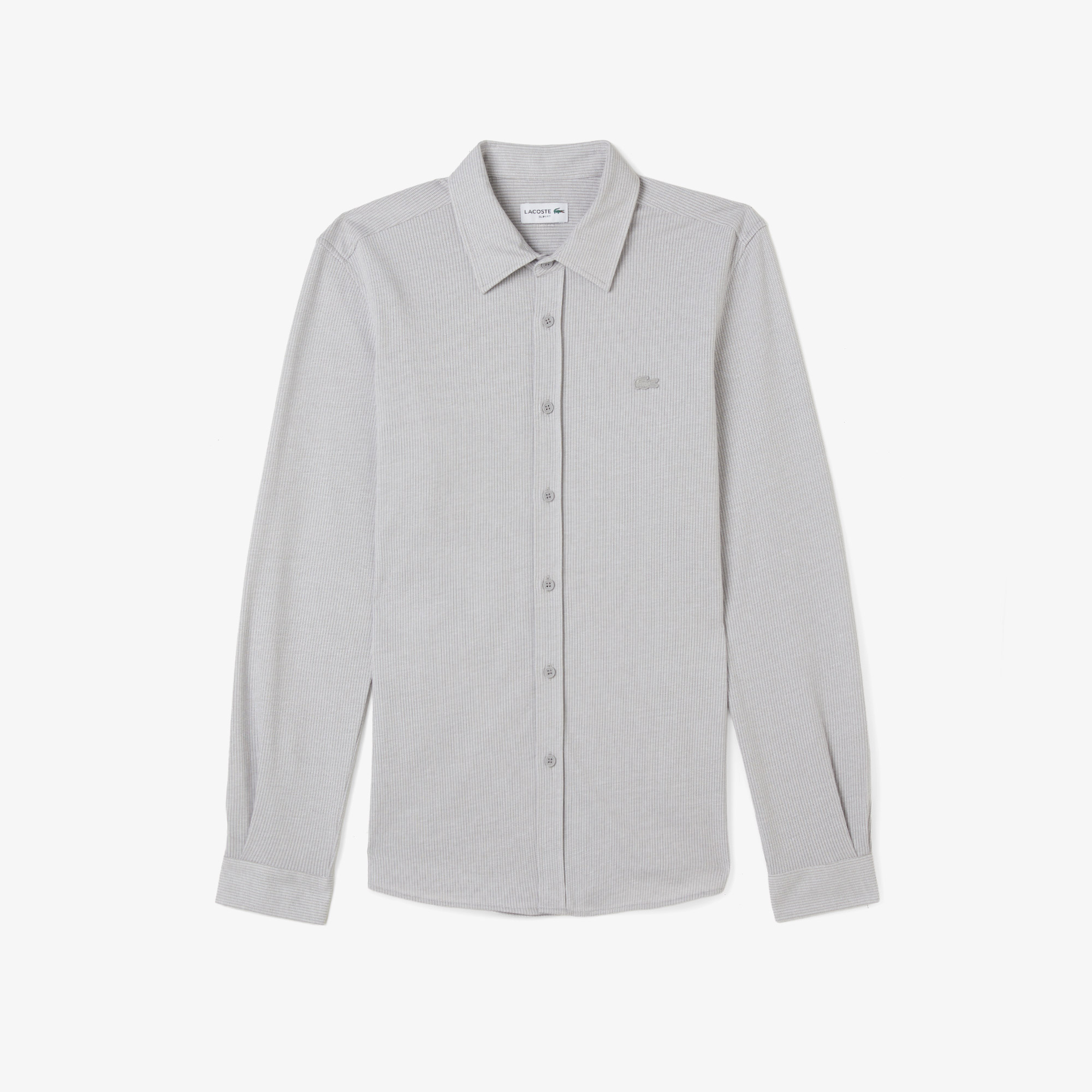 Lacoste Erkek Slim Fit Düğmeli Yaka Gri Gömlek görsel 3