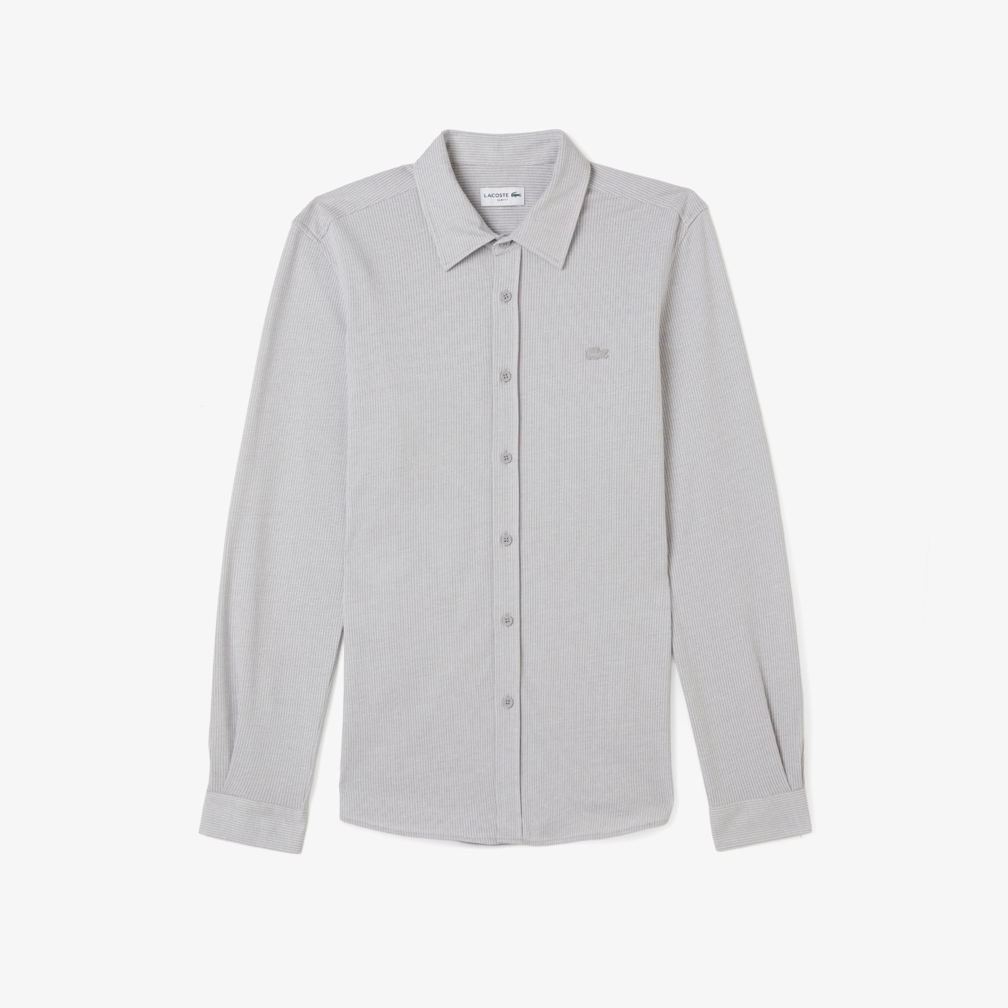 Erkek Slim Fit Düğmeli Yaka Gri Gömlek