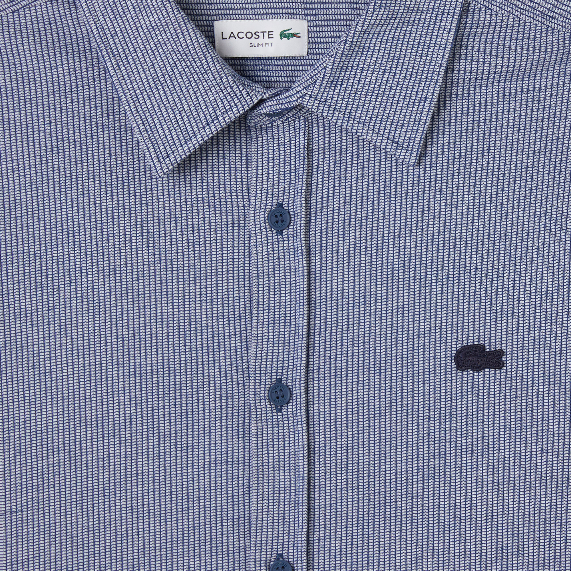 Lacoste Erkek Slim Fit Düğmeli Yaka Koyu Mavi Gömlek görsel 4