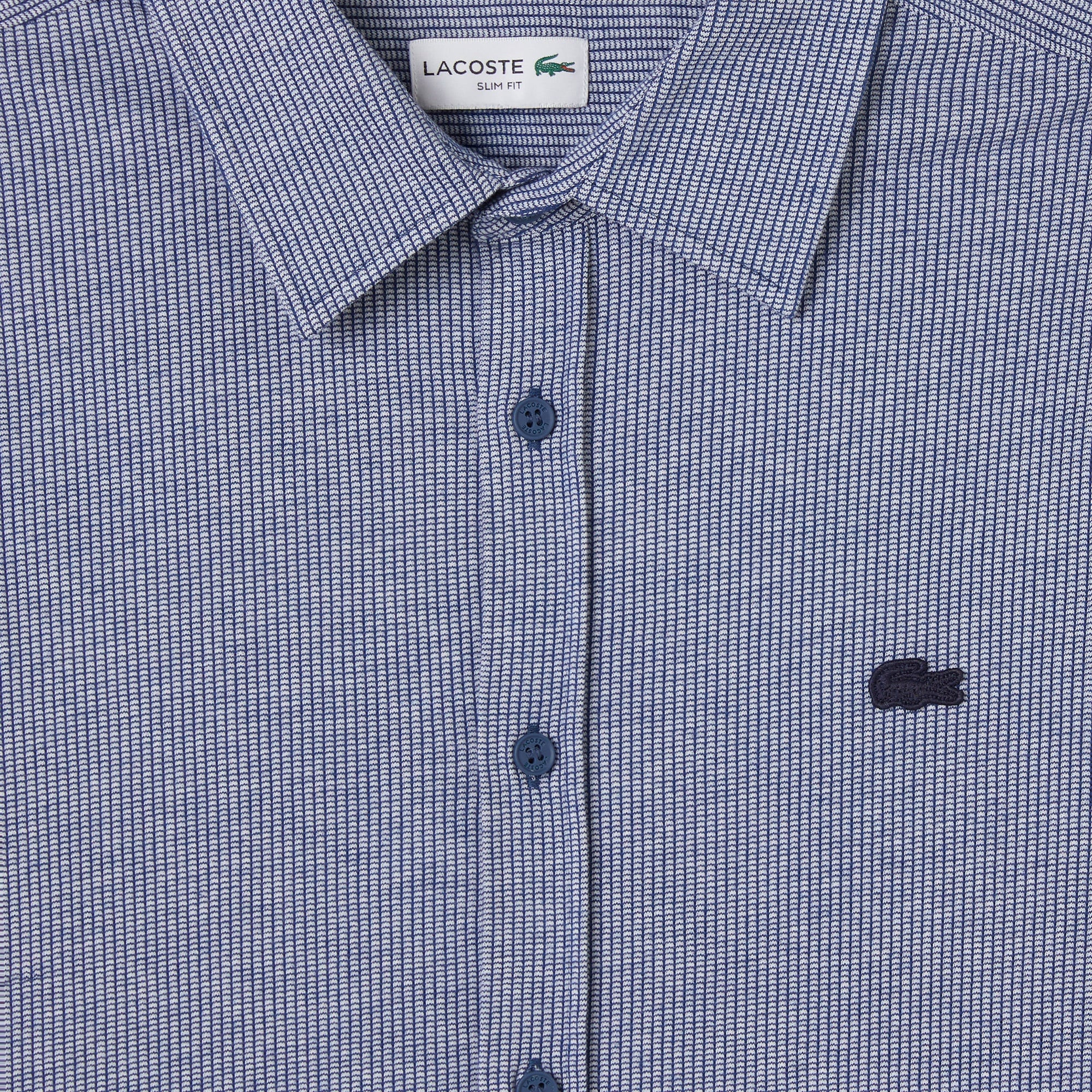 Erkek Slim Fit Düğmeli Yaka Koyu Mavi Gömlek