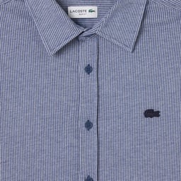 Erkek Slim Fit Düğmeli Yaka Koyu Mavi Gömlek Mavi