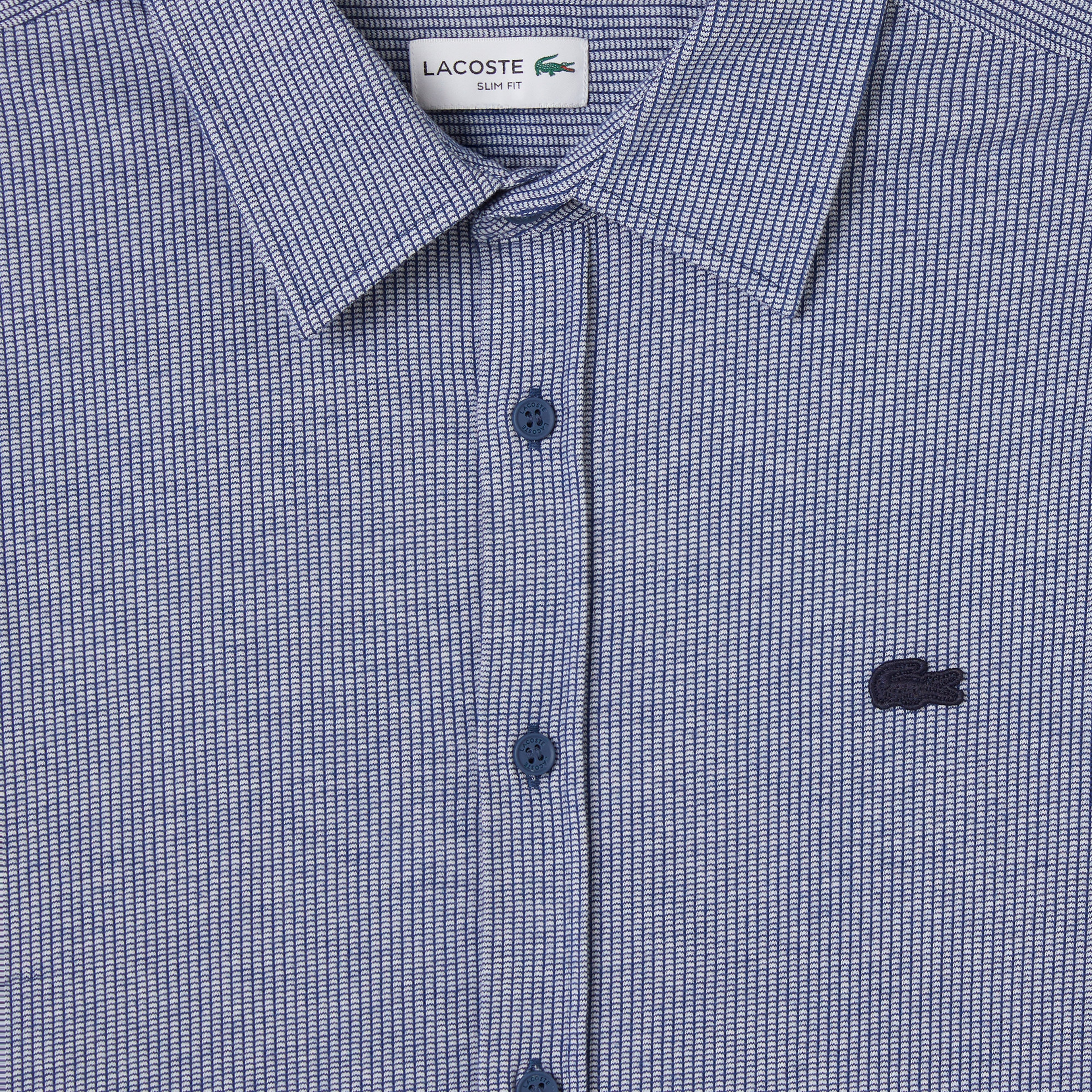 Erkek Slim Fit Düğmeli Yaka Koyu Mavi Gömlek