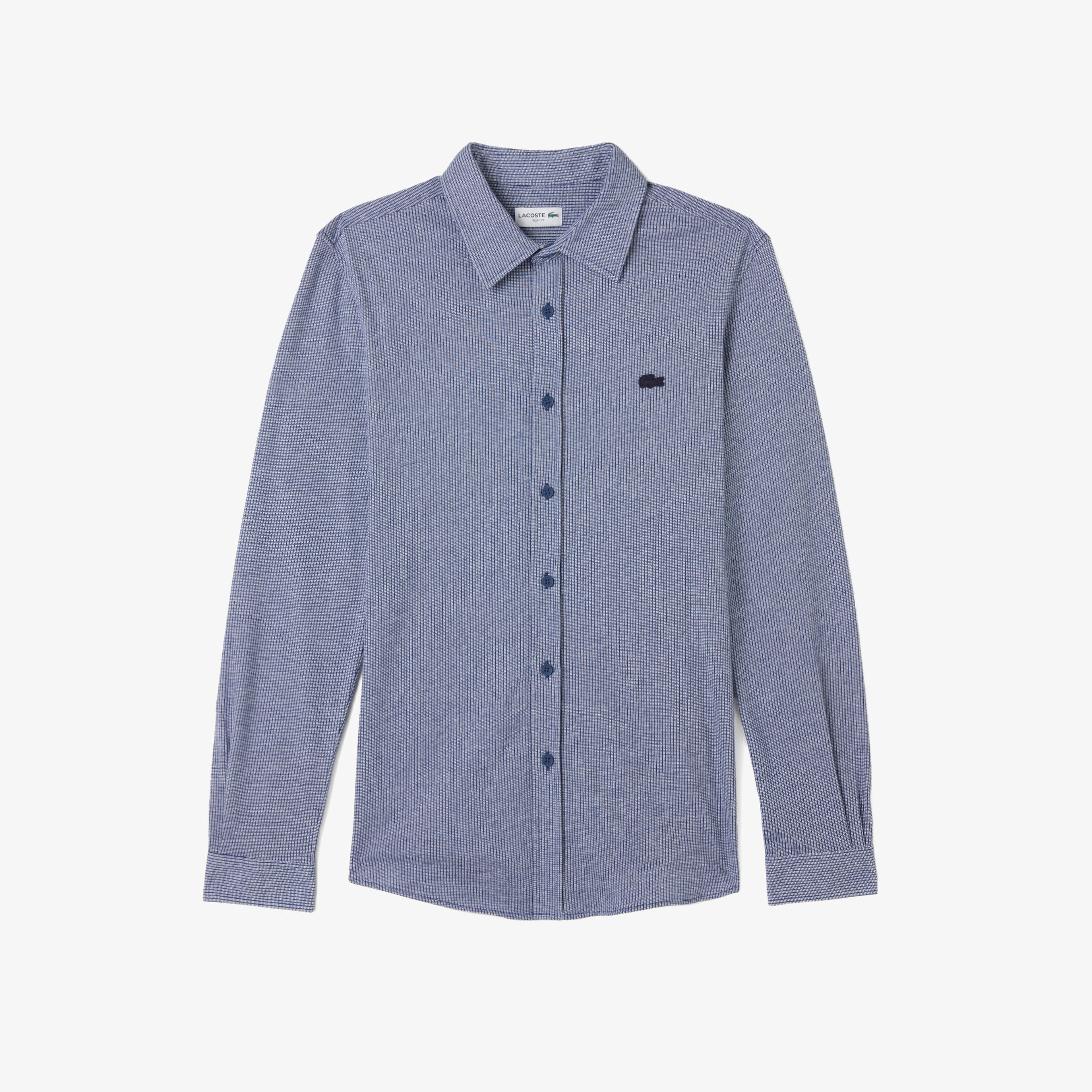 Erkek Slim Fit Düğmeli Yaka Koyu Mavi Gömlek