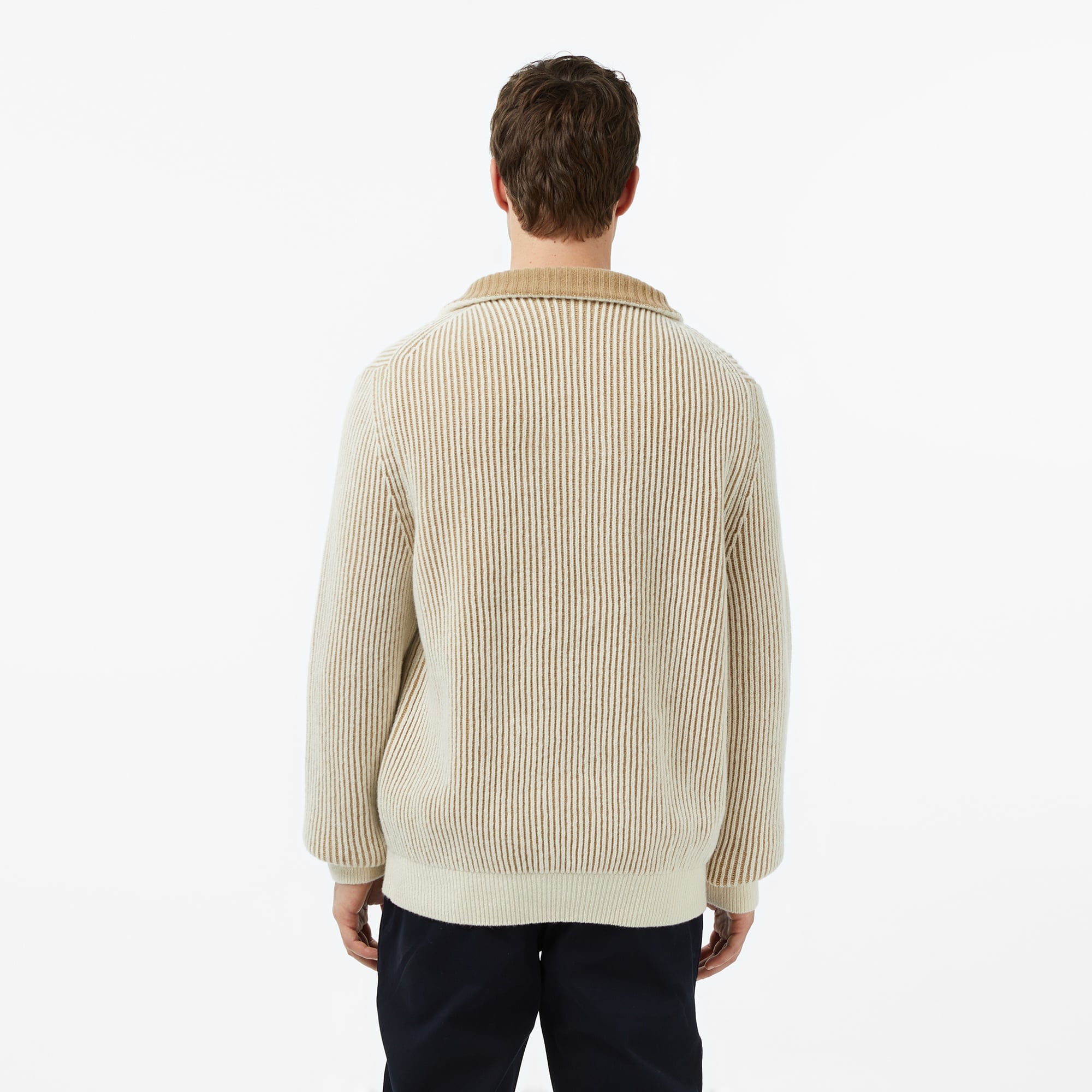 Erkek Classic Fit Polo Yaka Krem Kazak