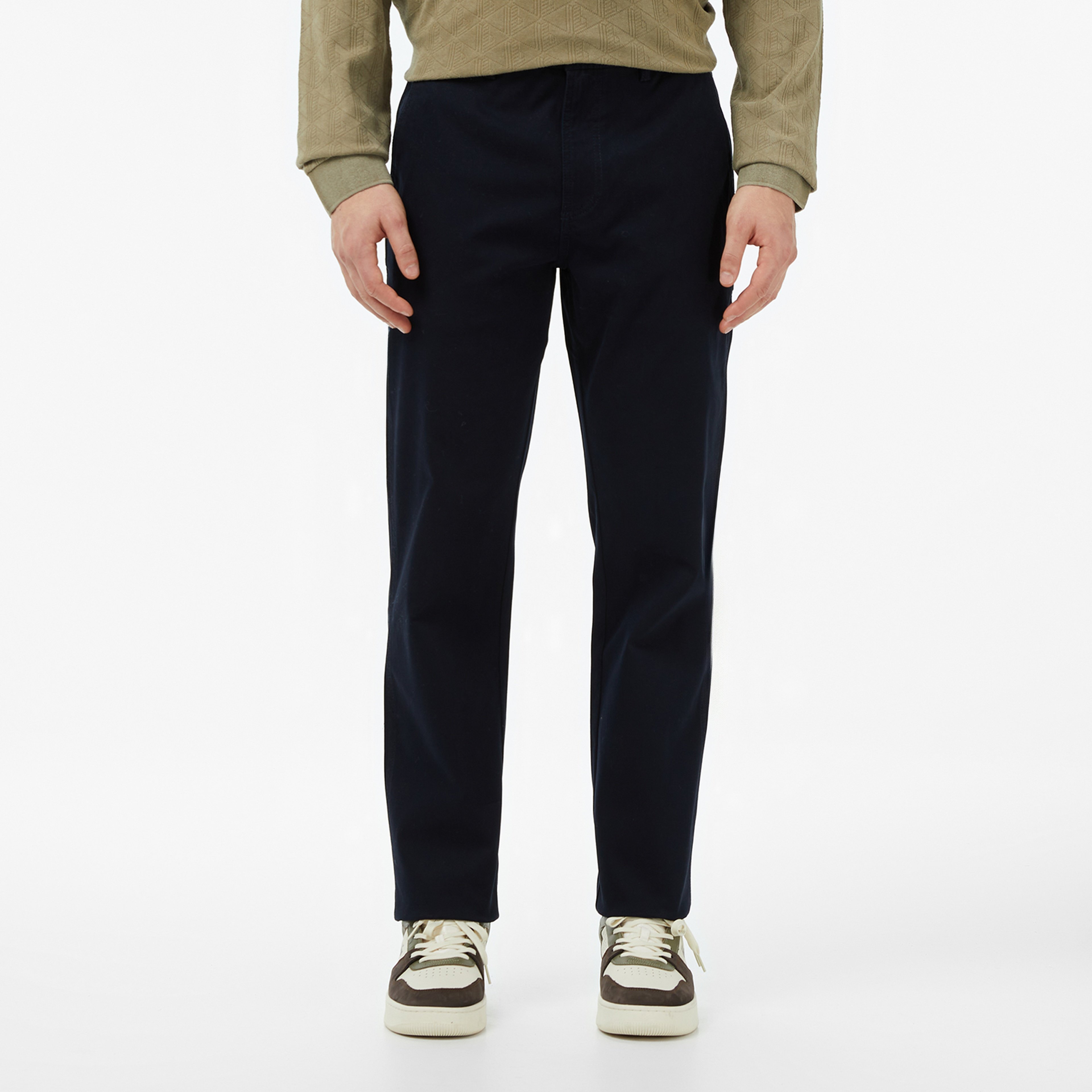 Erkek Regular Fit Chino Koyu Mavi Pantolon