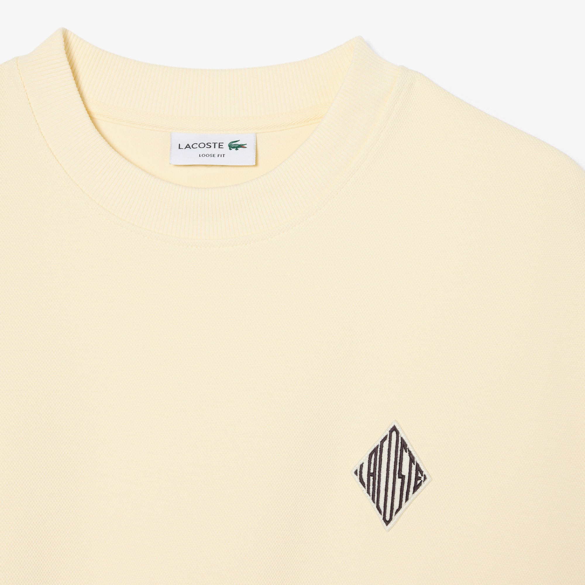 Lacoste Erkek Loose Fit Bisiklet Yaka Sarı Sweatshirt görsel 6