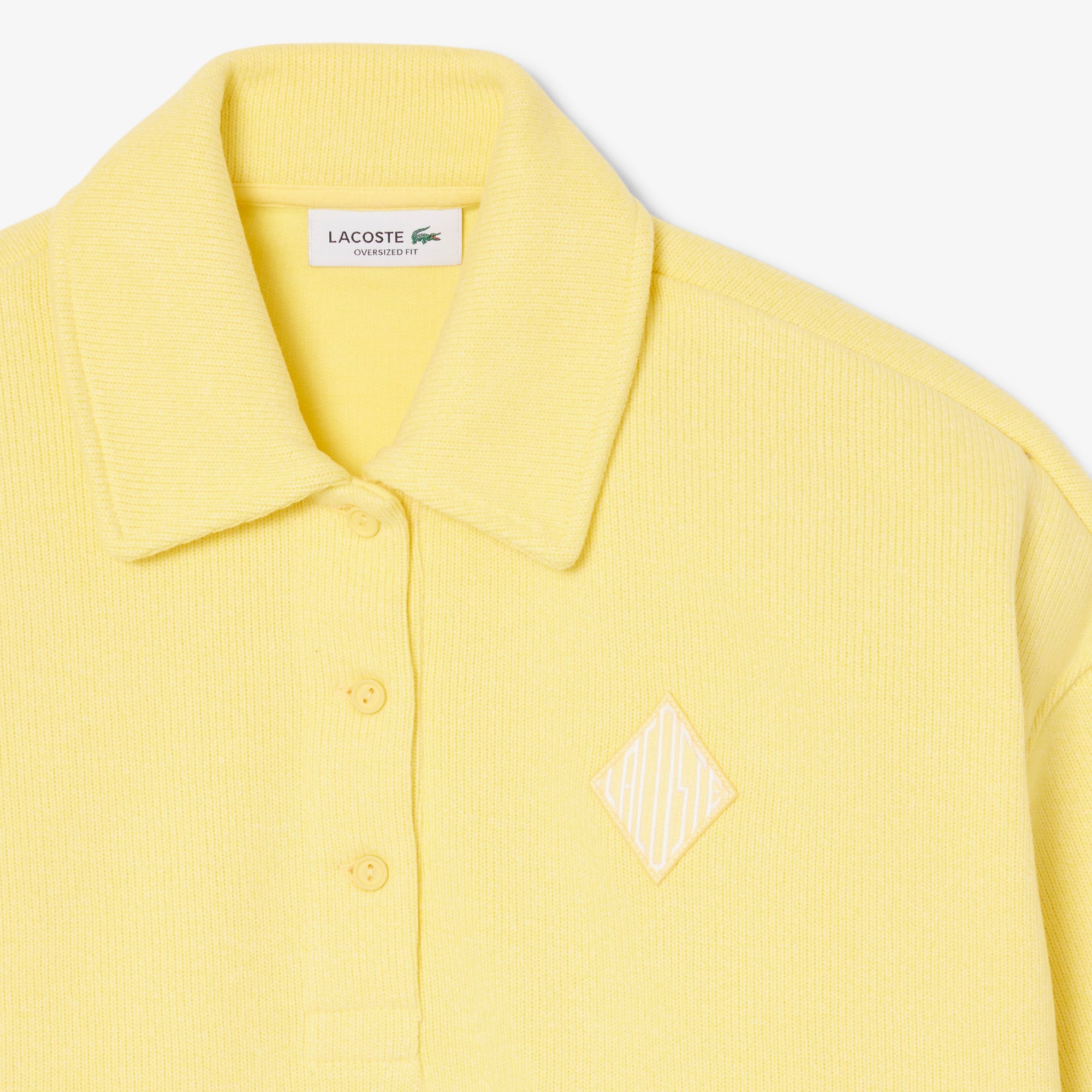 Lacoste Kadın Oversize Fit Polo Yaka Sarı Sweatshirt görsel 6