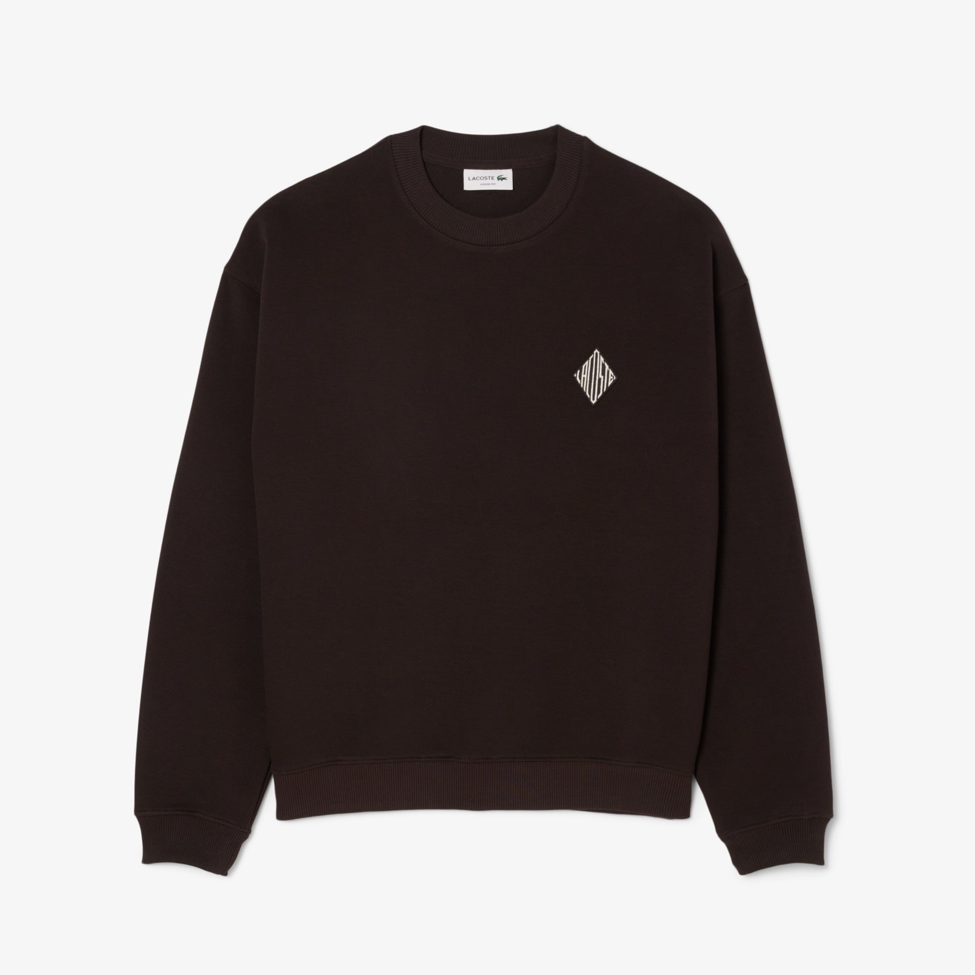 Erkek Loose Fit Bisiklet Yaka Koyu Kahverengi Sweatshirt