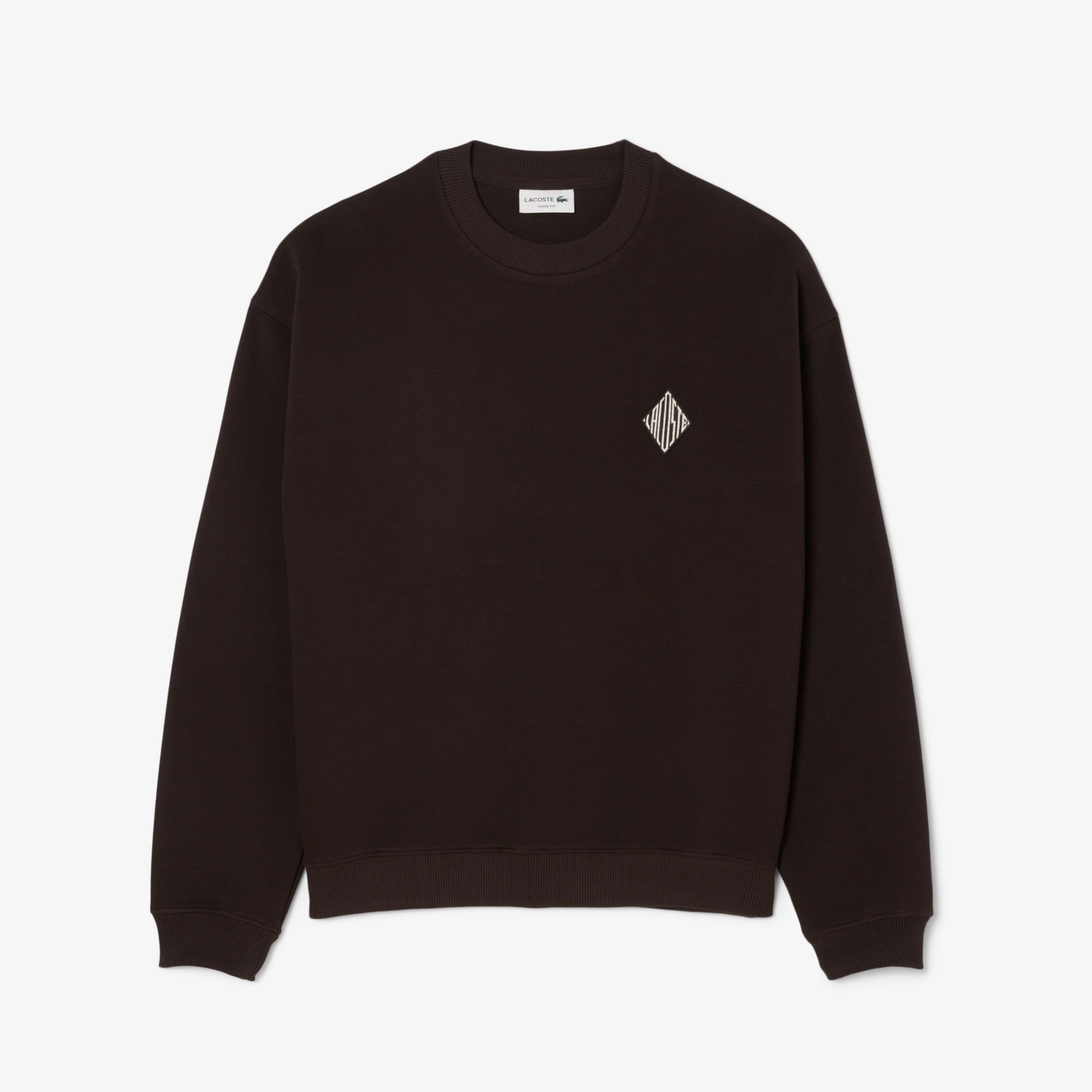 Erkek Loose Fit Bisiklet Yaka Koyu Kahverengi Sweatshirt