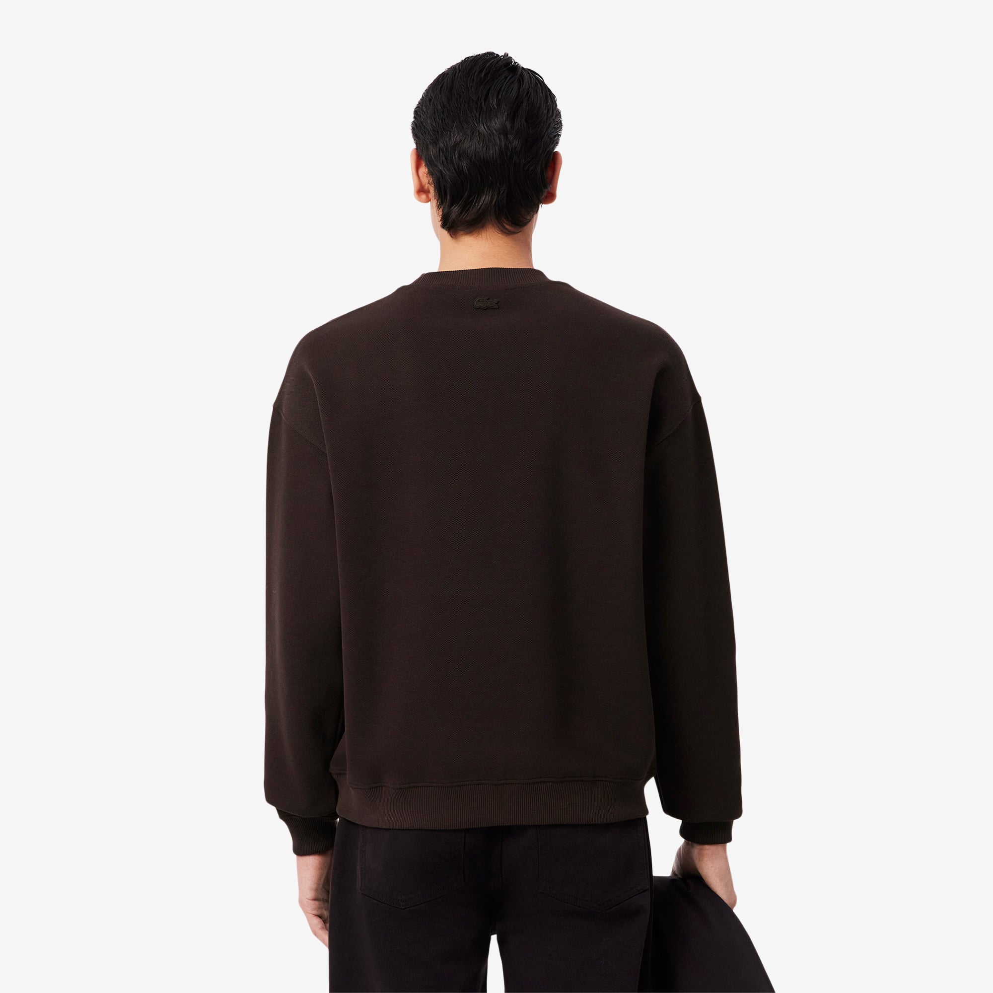 Lacoste Erkek Loose Fit Bisiklet Yaka Koyu Kahverengi Sweatshirt görsel 3
