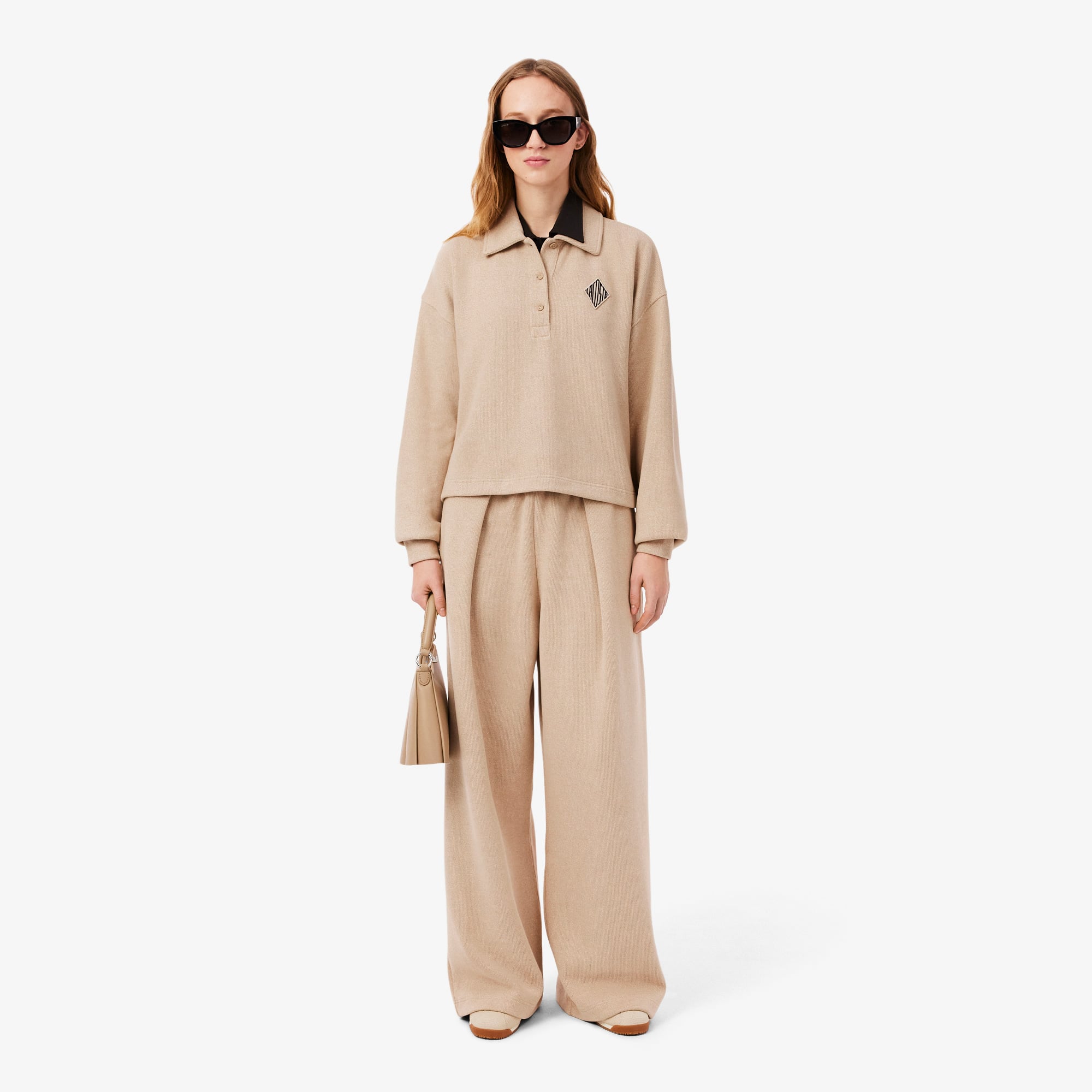 Lacoste Kadın Oversize Fit Bej Eşofman Altı görsel 4