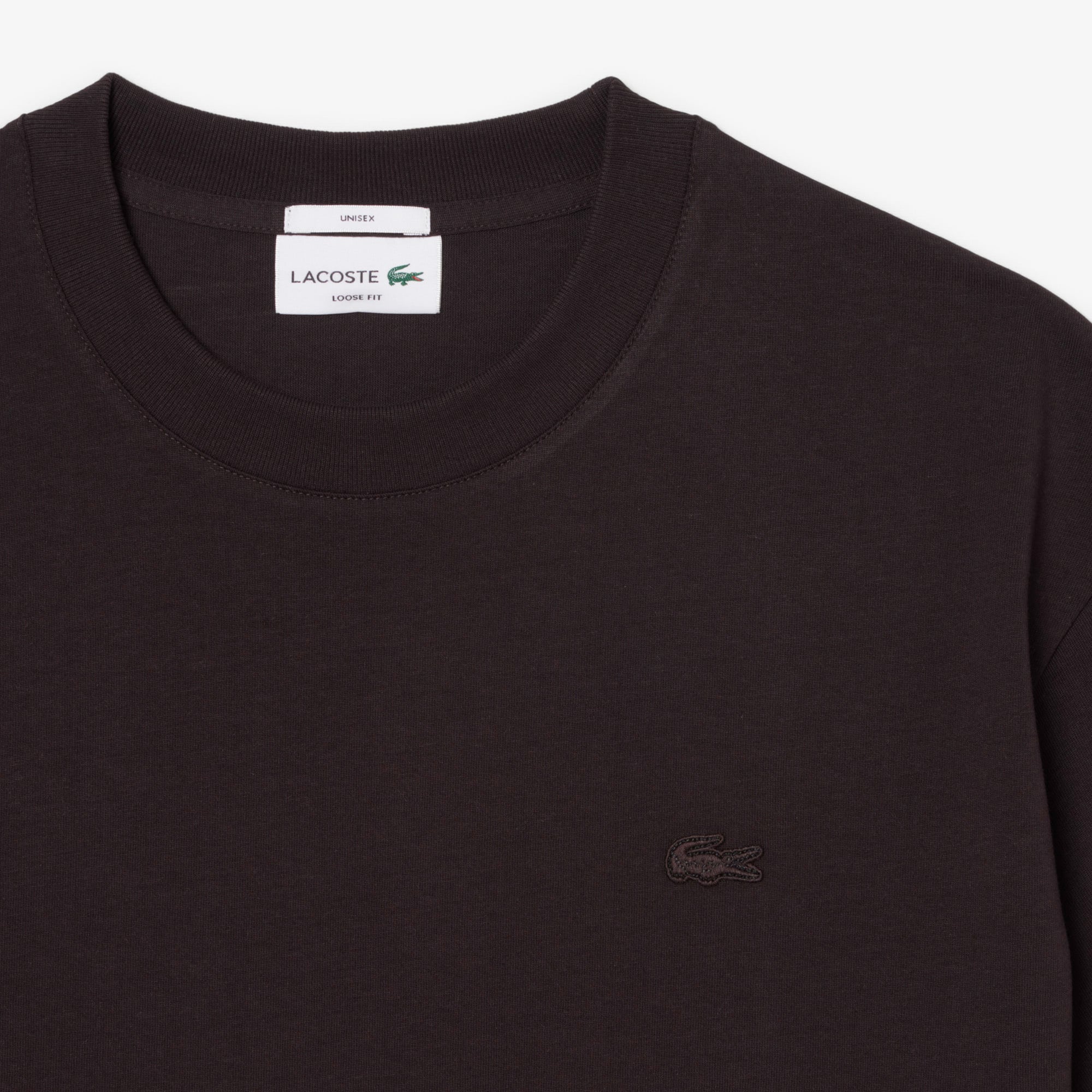 Lacoste Unisex Loose Fit Bisiklet Yaka Kahverengi T-Shirt görsel 6