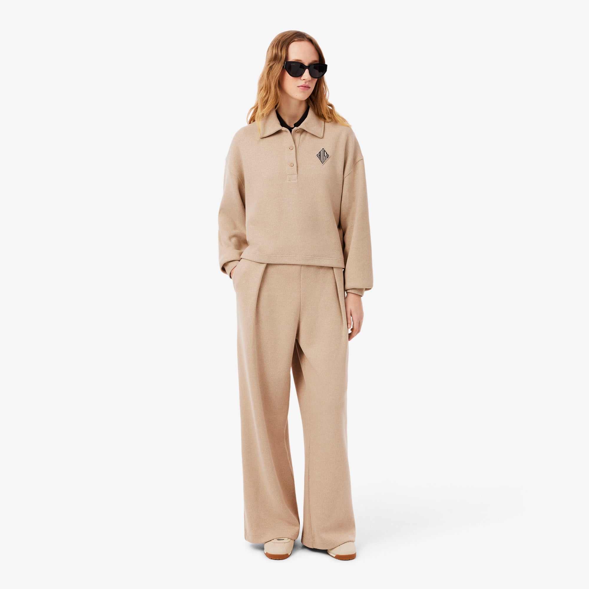 Kadın Oversize Fit Bej Eşofman Altı