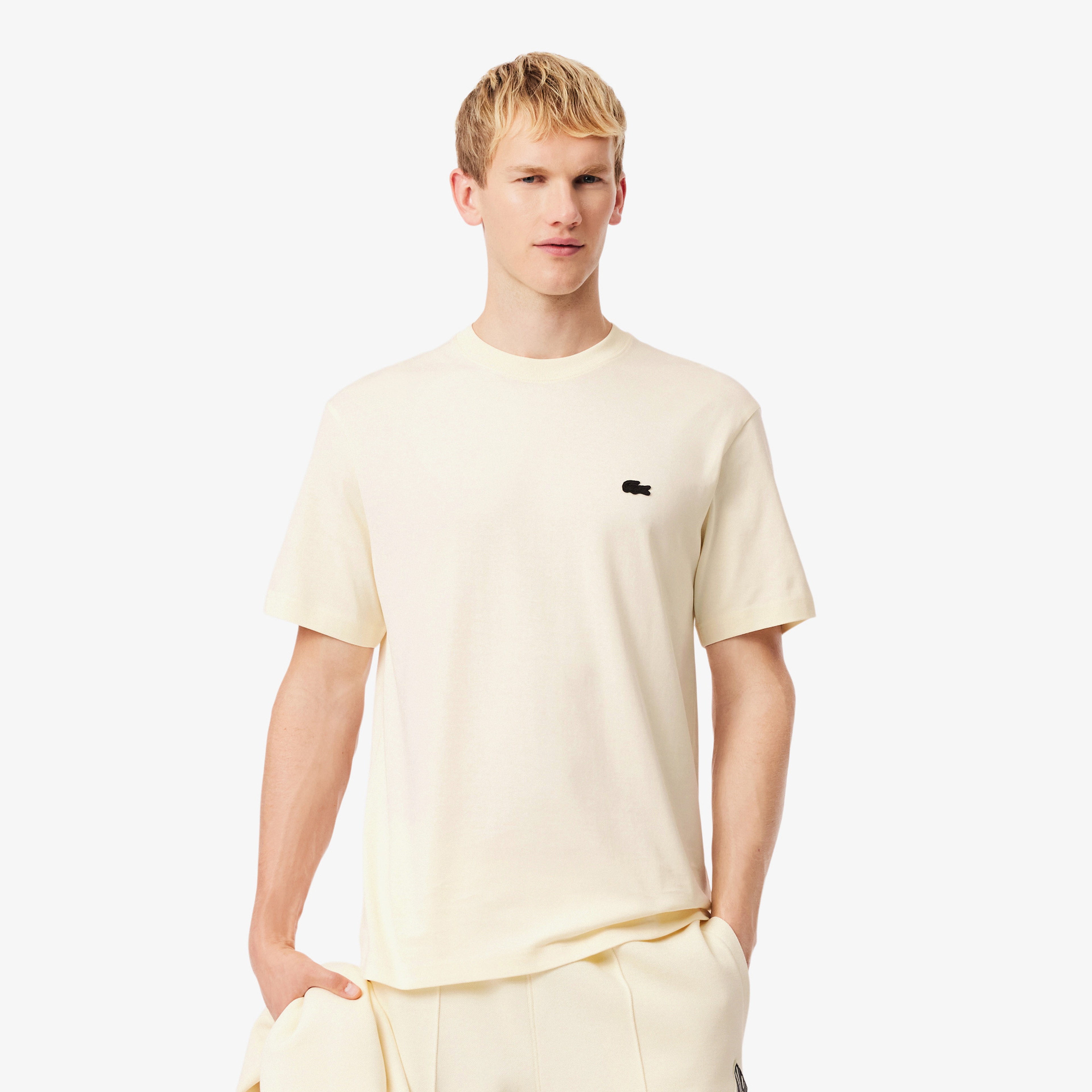 Erkek Classic Fit Bisiklet Yaka Sarı T-Shirt