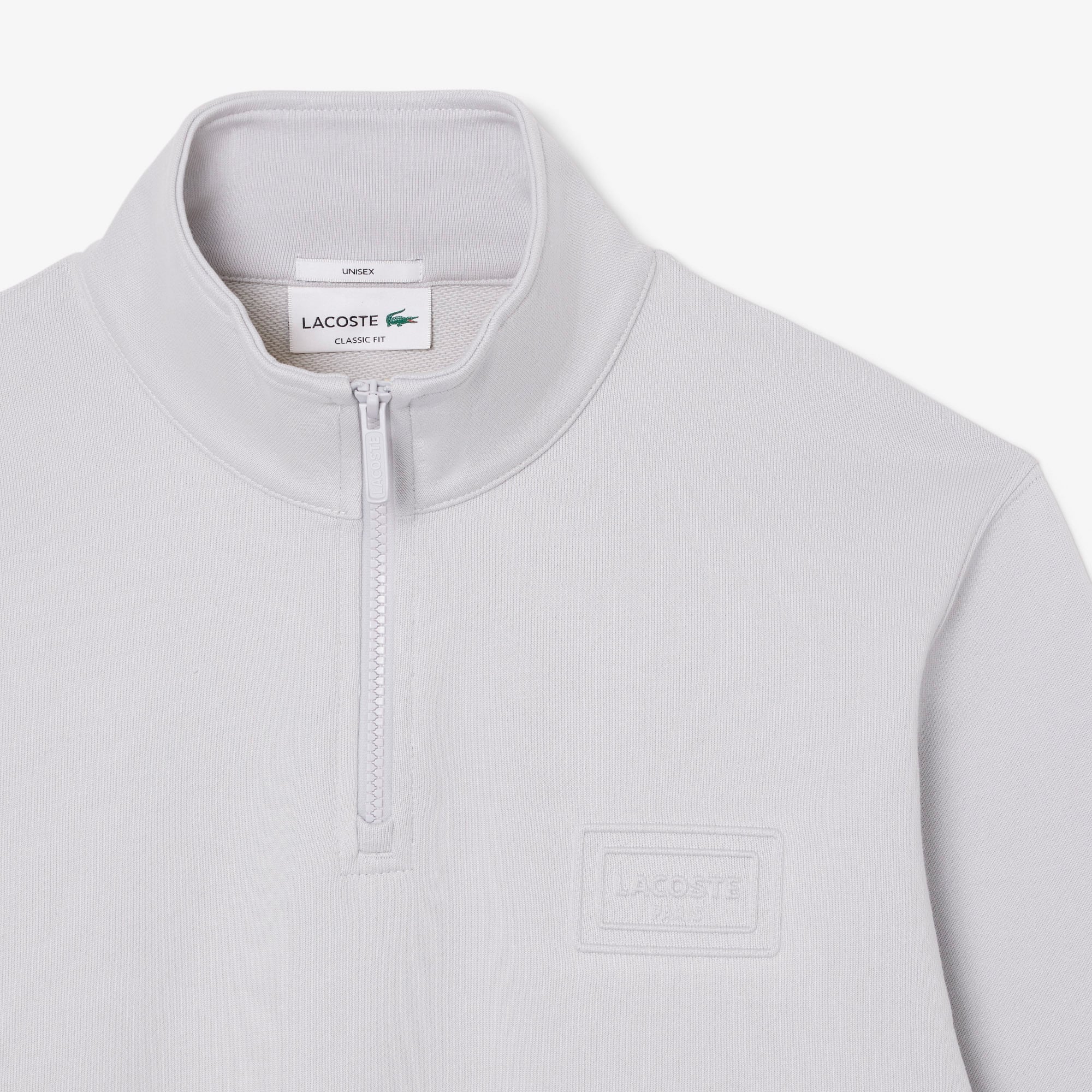 Lacoste Unisex Classic Fit Yarım Fermuarlı Gri Sweatshirt görsel 6