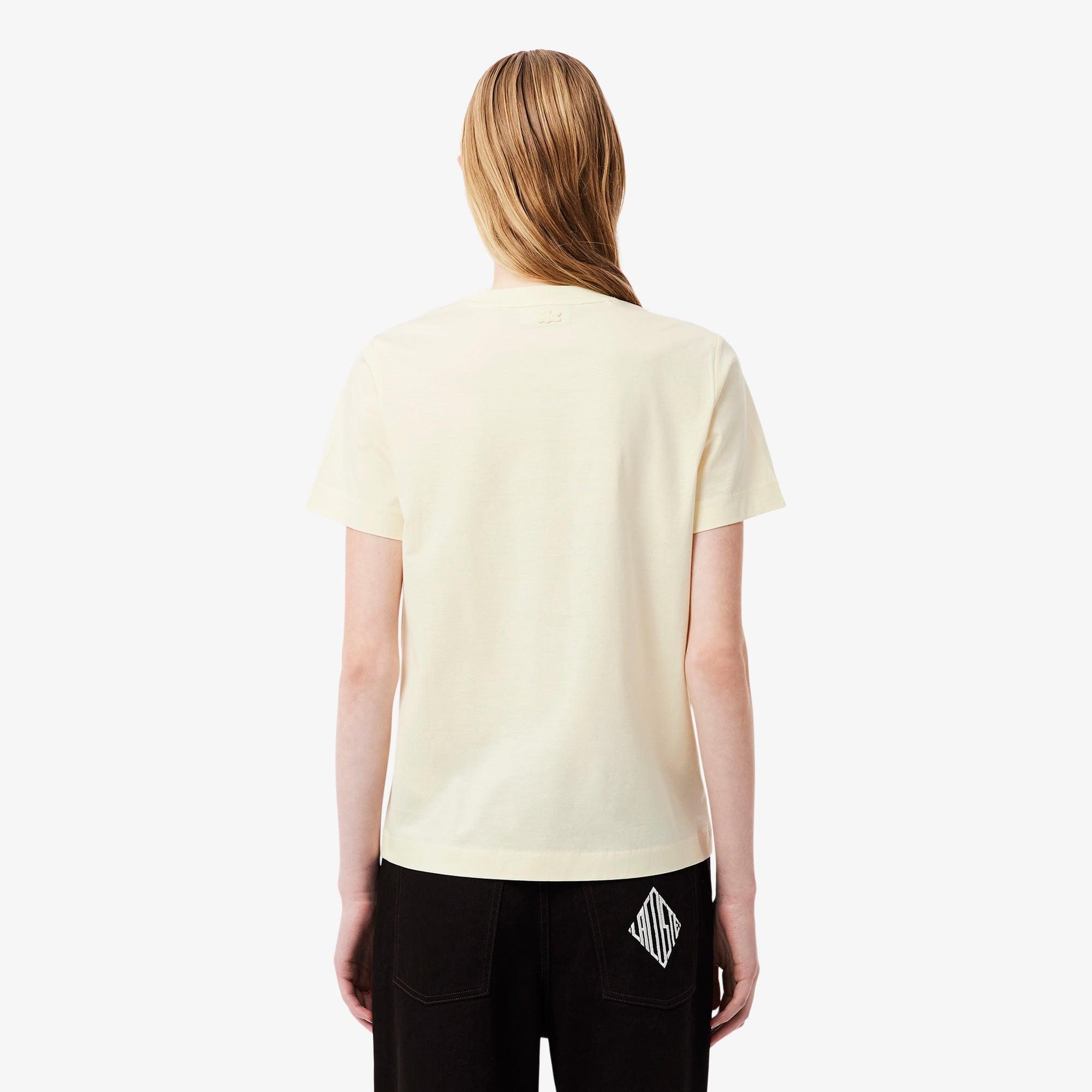 Lacoste Kadın Regular Fit Bisiklet Yaka Sarı T-Shirt görsel 2